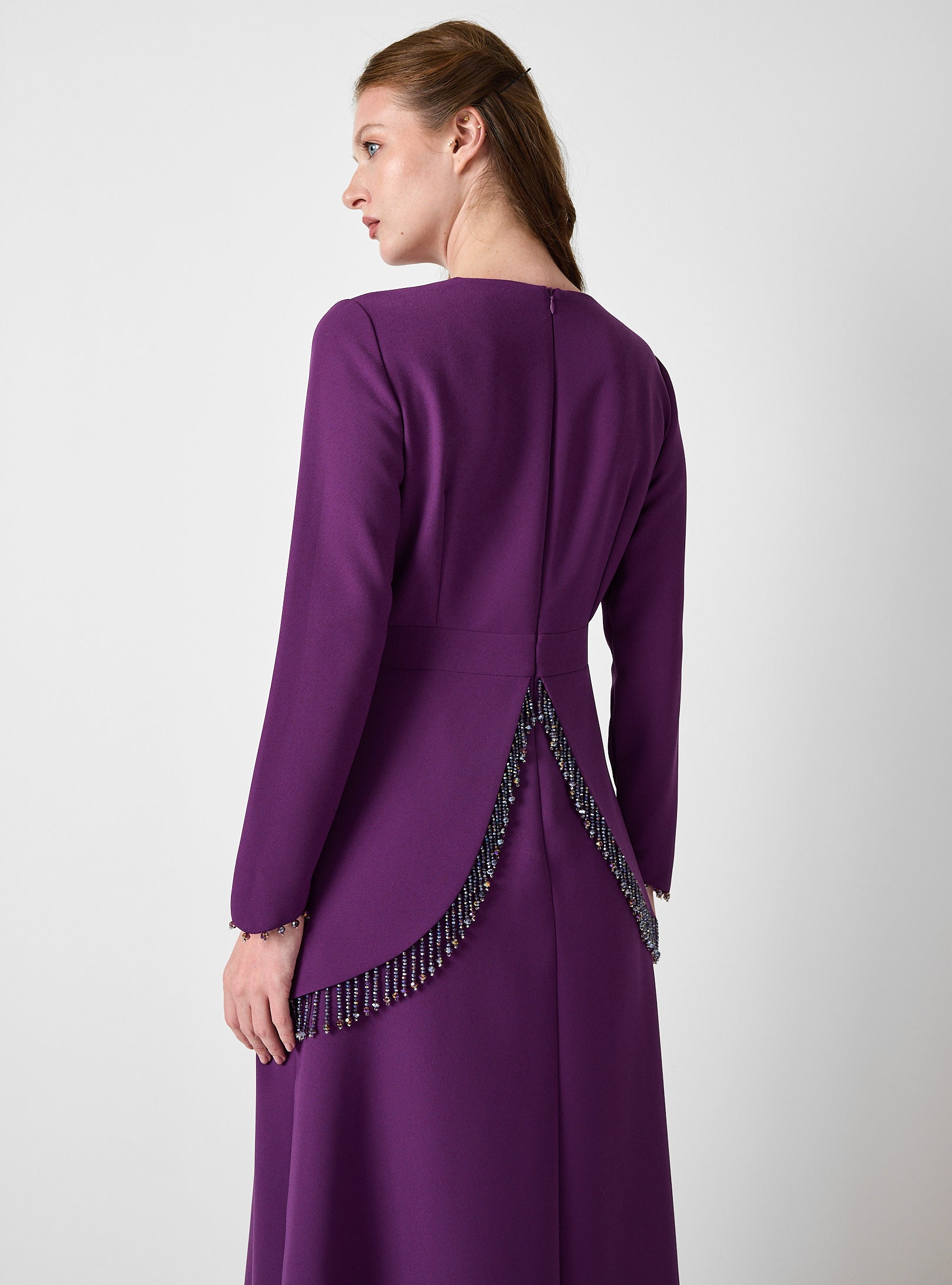 Purple Embellished Maxi Dress with Draped Overlay - Store WF