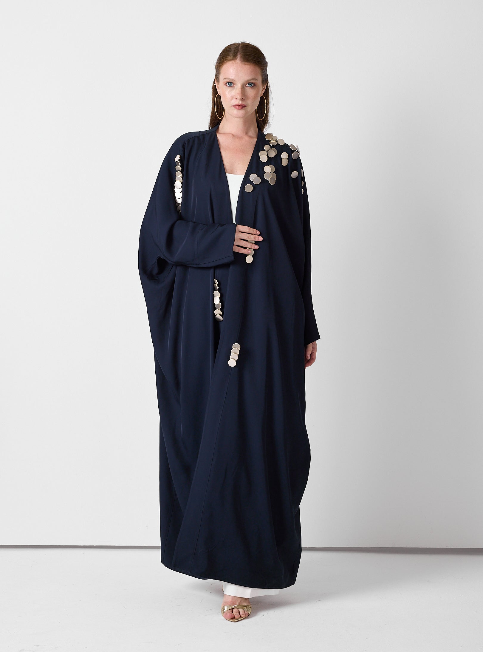 Navy Abaya with Gold Button - Store WF
