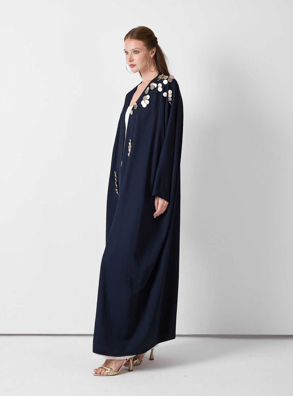 Navy Abaya with Gold Button - Store WF