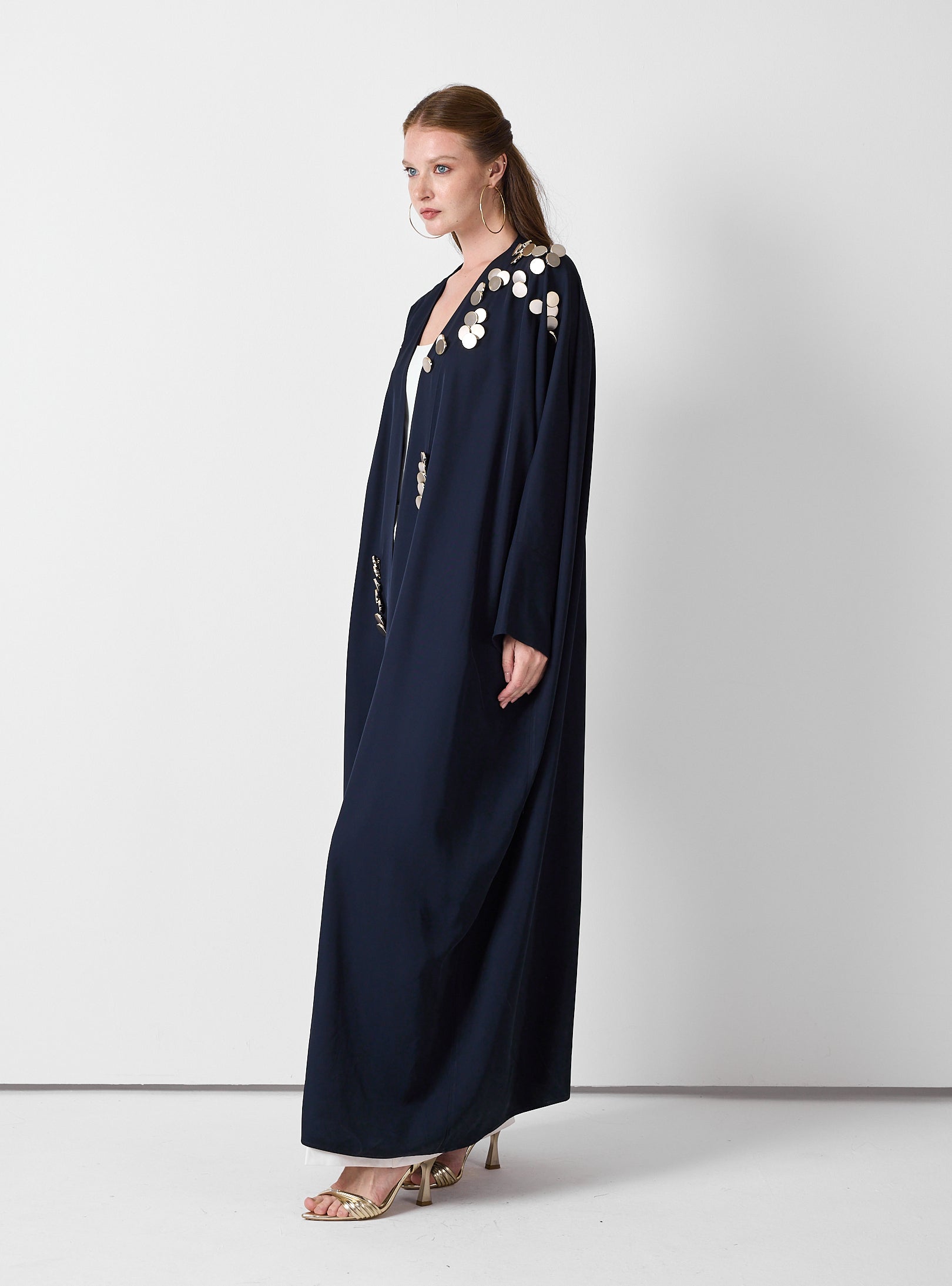 Navy Abaya with Gold Button - Store WF