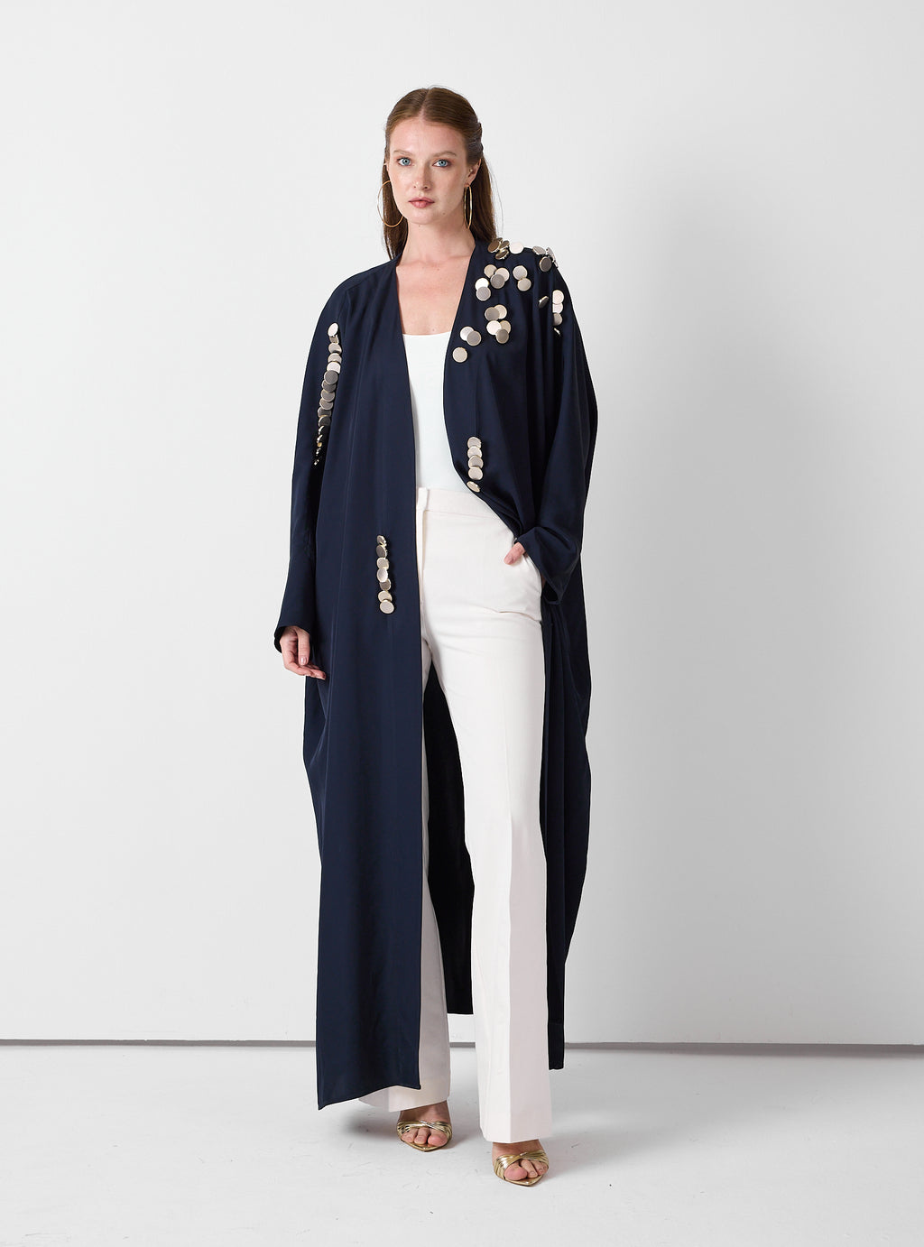 Navy Abaya with Gold Button - Store WF