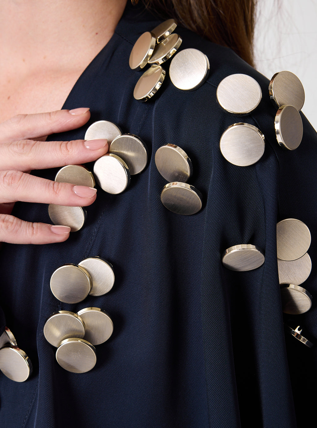 Navy Abaya with Gold Button - Store WF