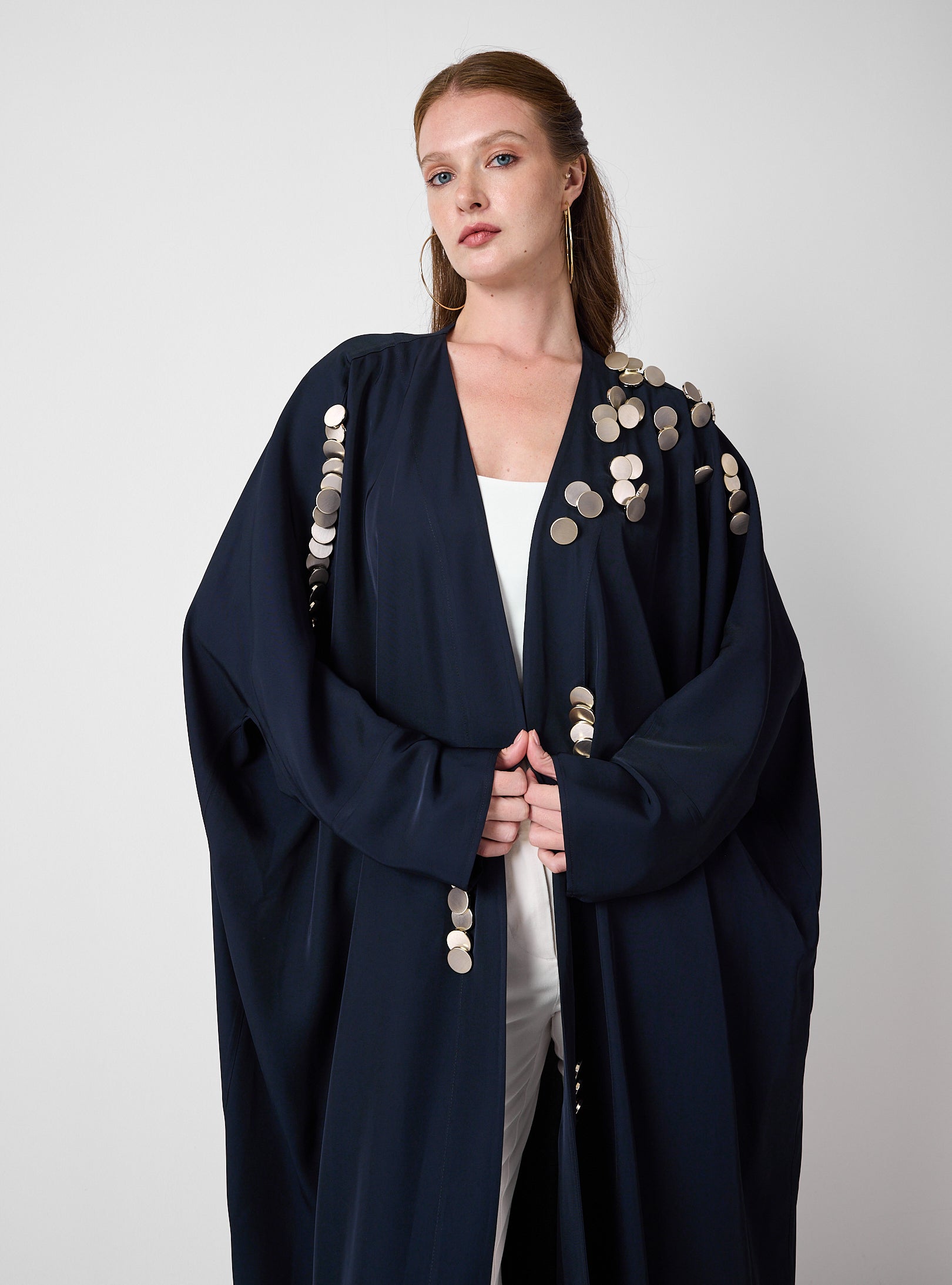 Navy Abaya with Gold Button - Store WF