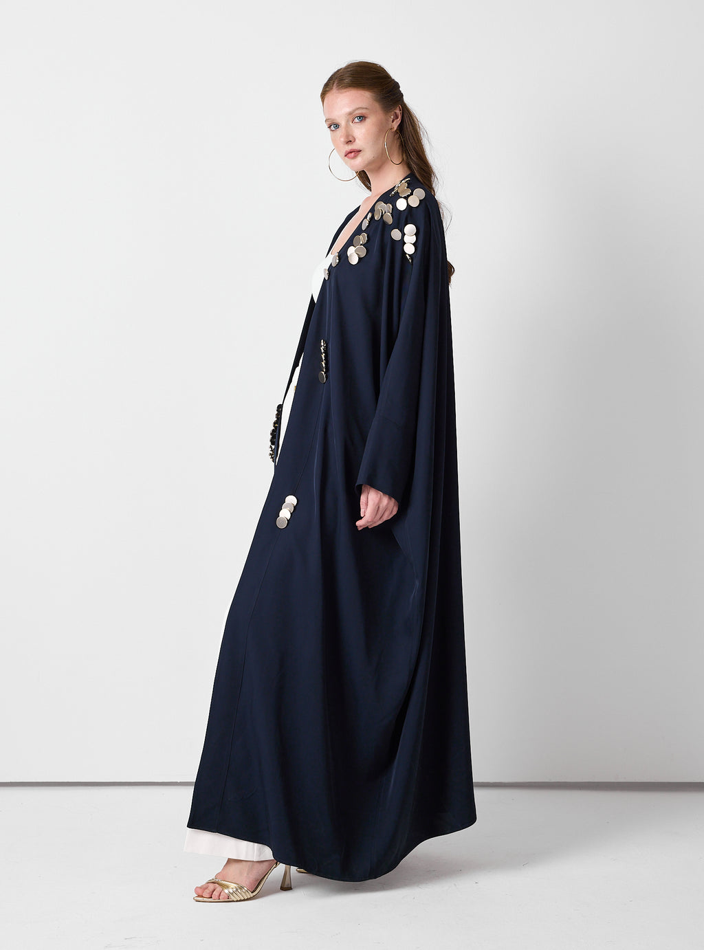 Navy Abaya with Gold Button - Store WF