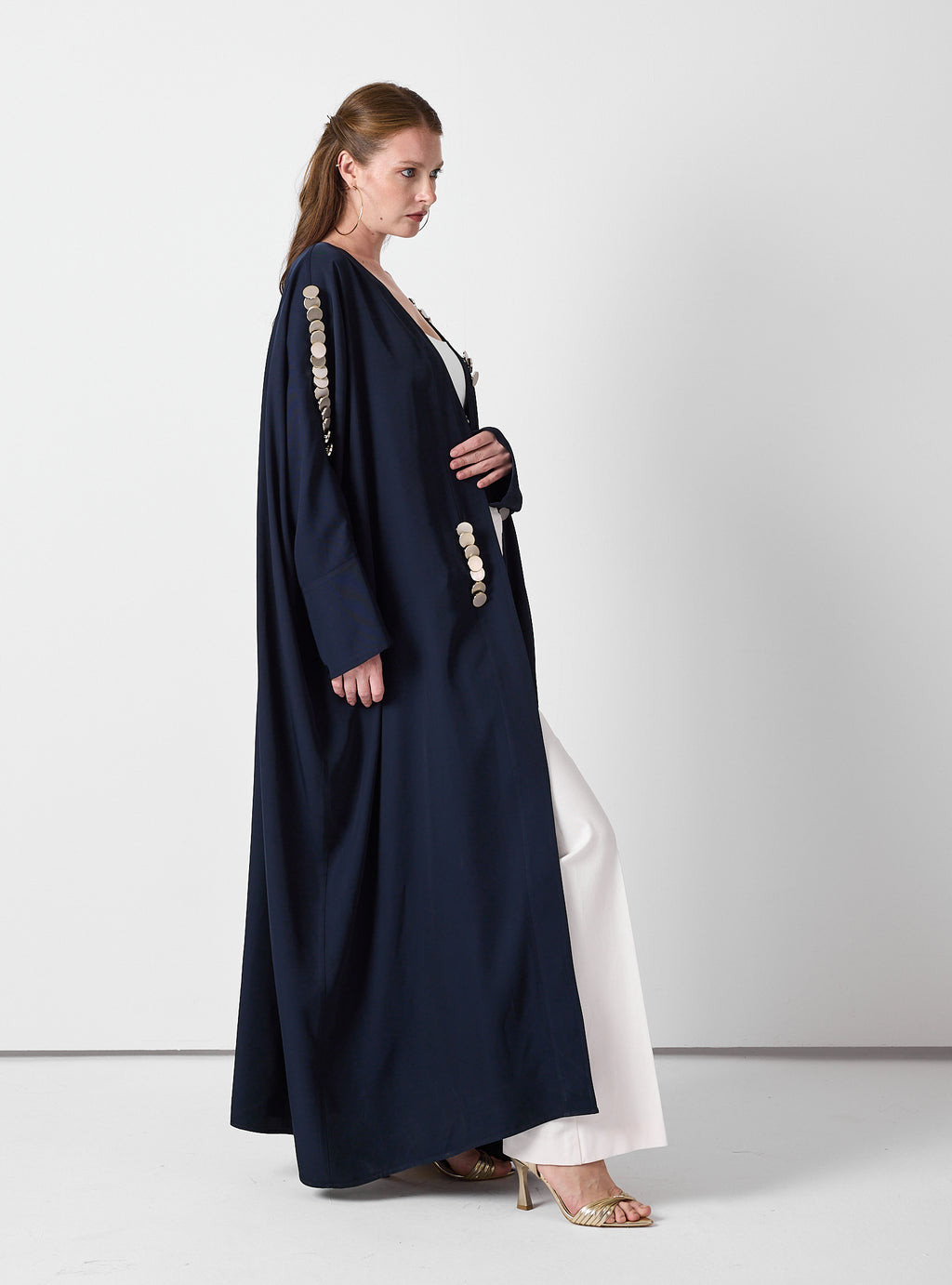 Navy Abaya with Gold Button - Store WF