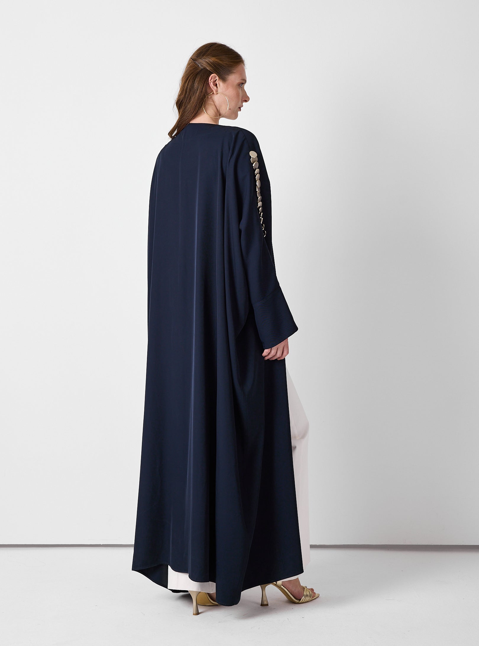 Navy Abaya with Gold Button - Store WF