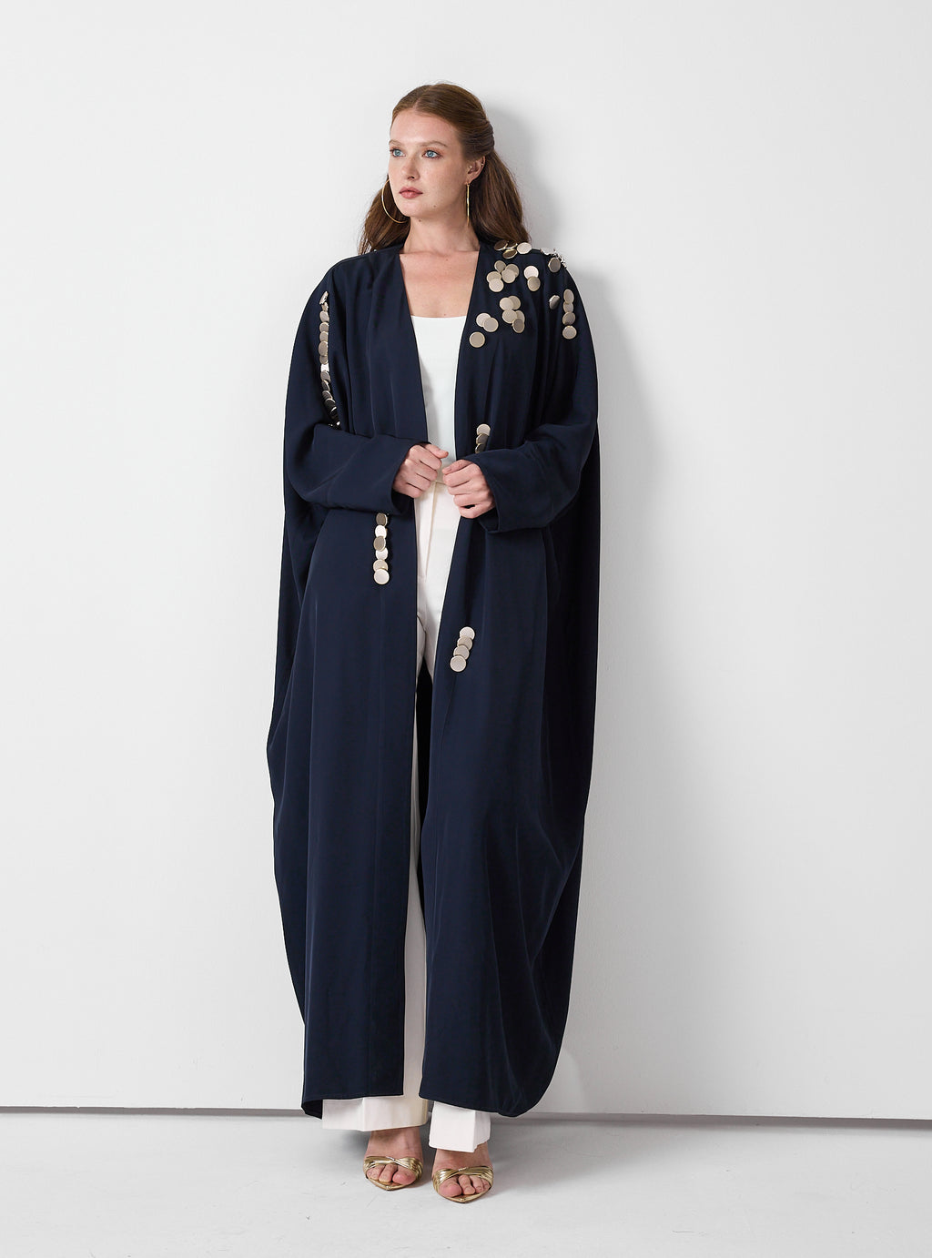 Navy Abaya with Gold Button - Store WF