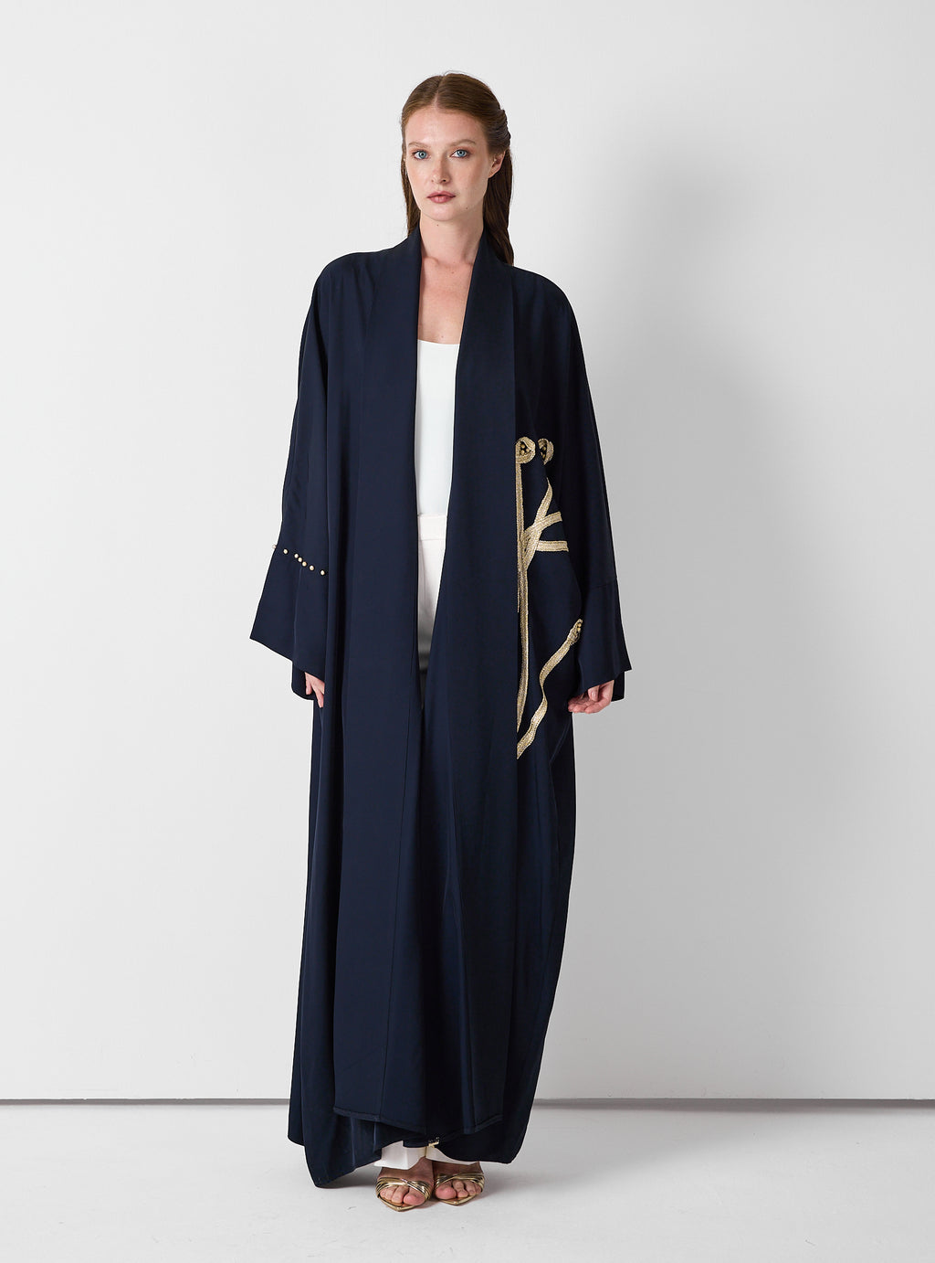 Golden Embroidery Navy Abaya