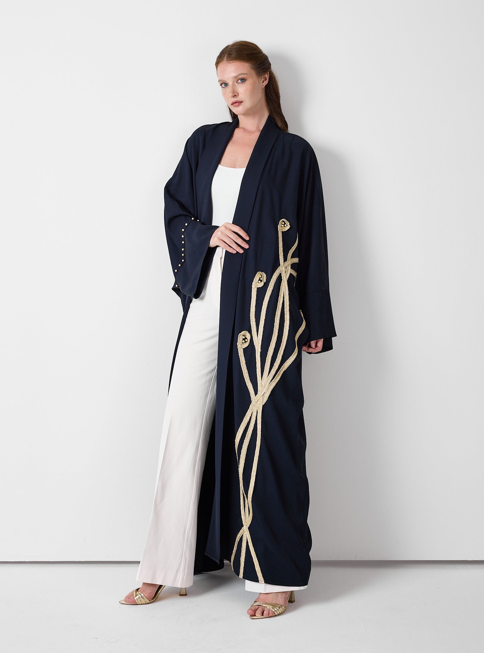 Golden Embroidery Navy Abaya - Store WF