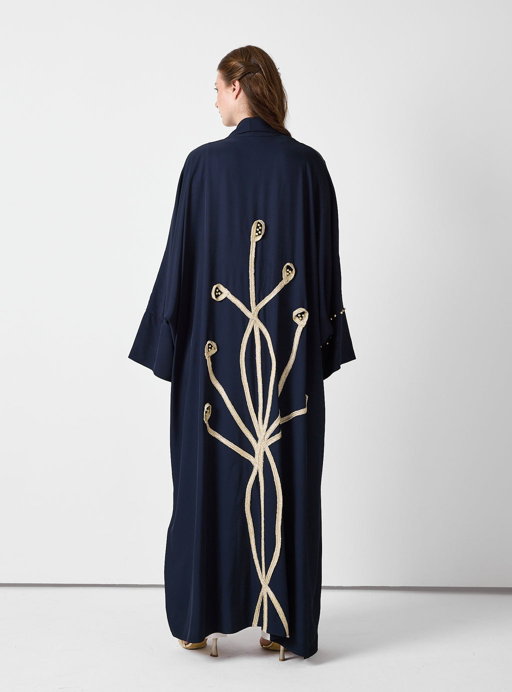 Golden Embroidery Navy Abaya