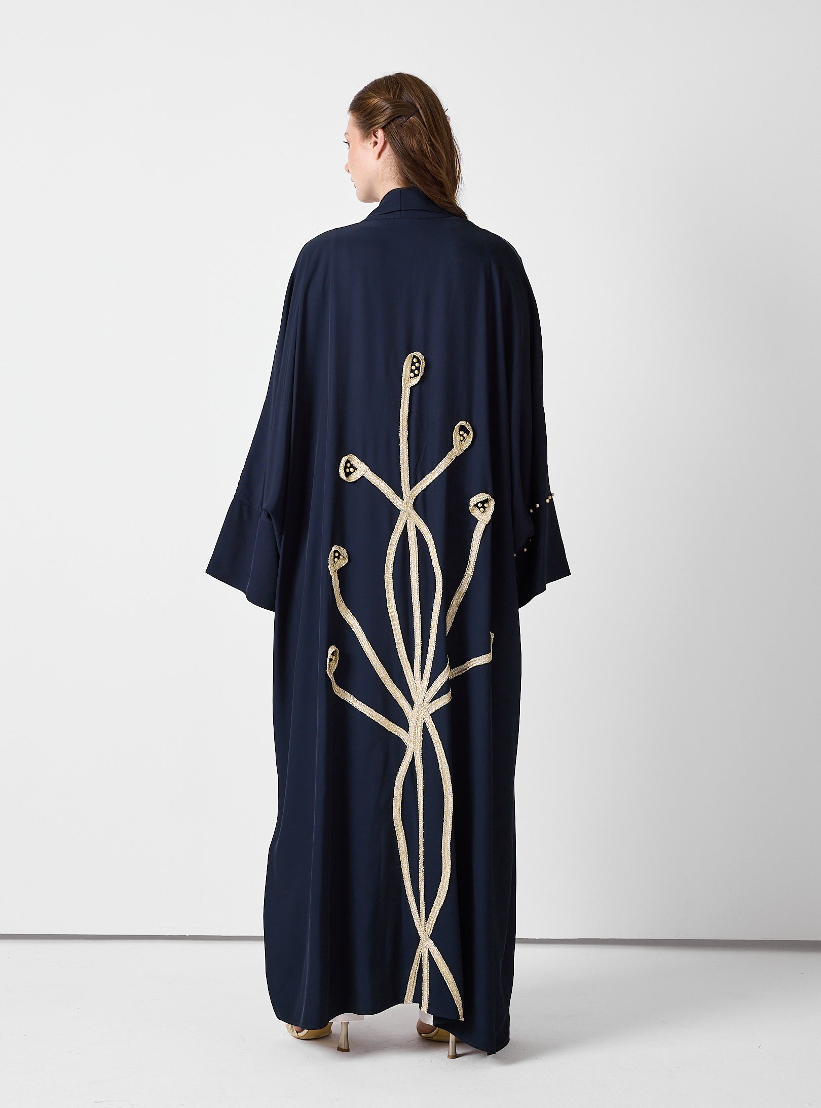 Golden Embroidery Navy Abaya