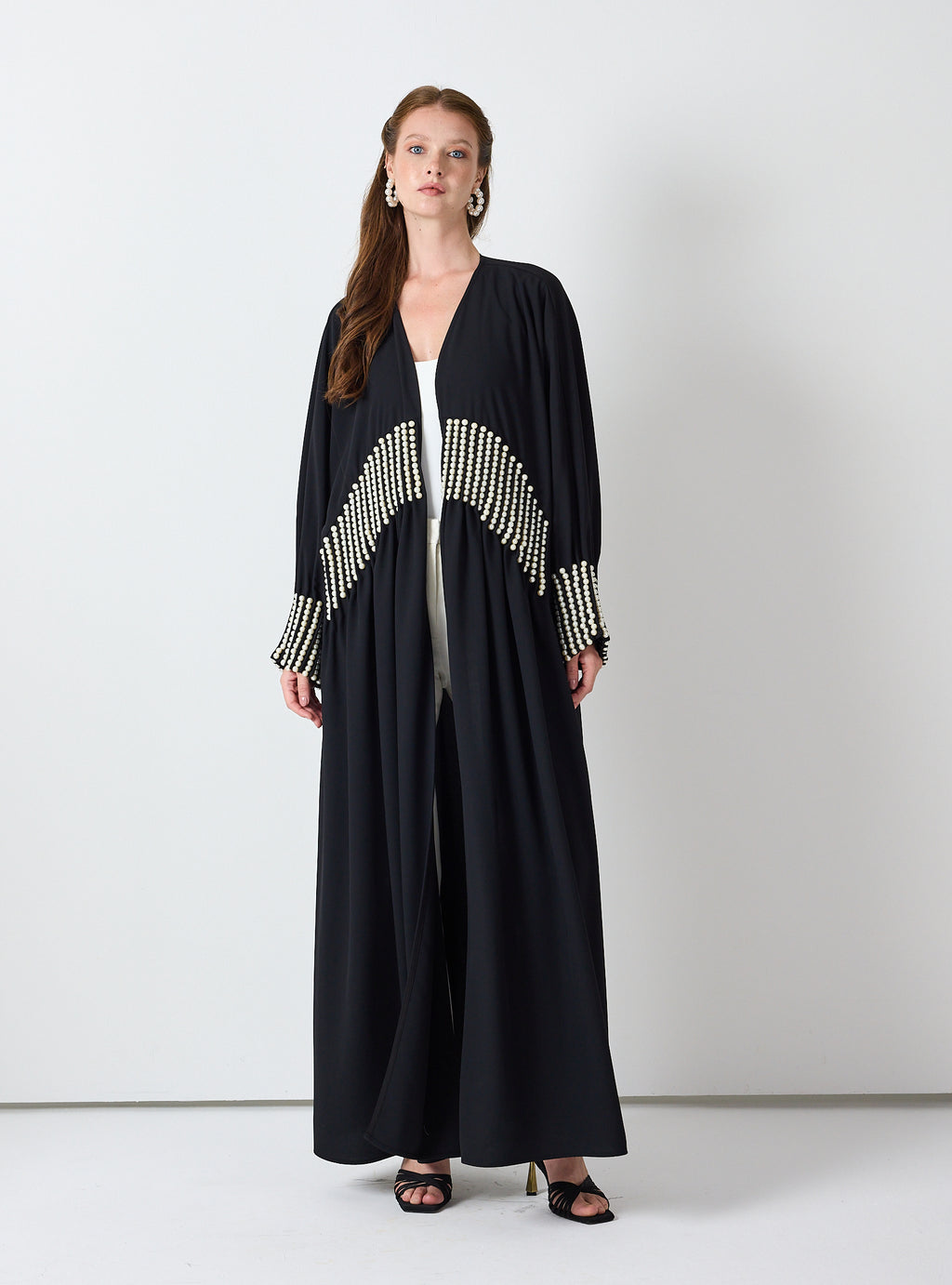 Black Abaya with Pearl Embellishments - Store WF