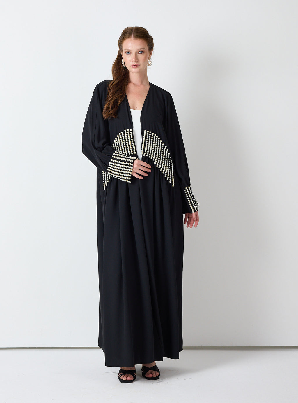 Black Abaya with Pearl Embellishments - Store WF