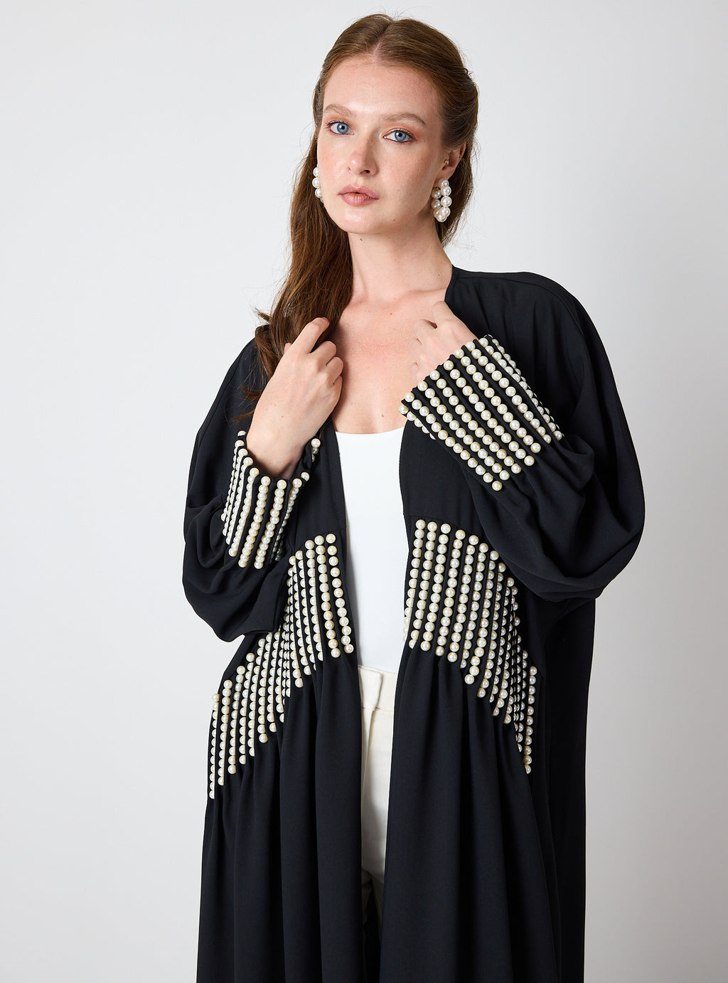 Black Abaya with Pearl Embellishments - Store WF