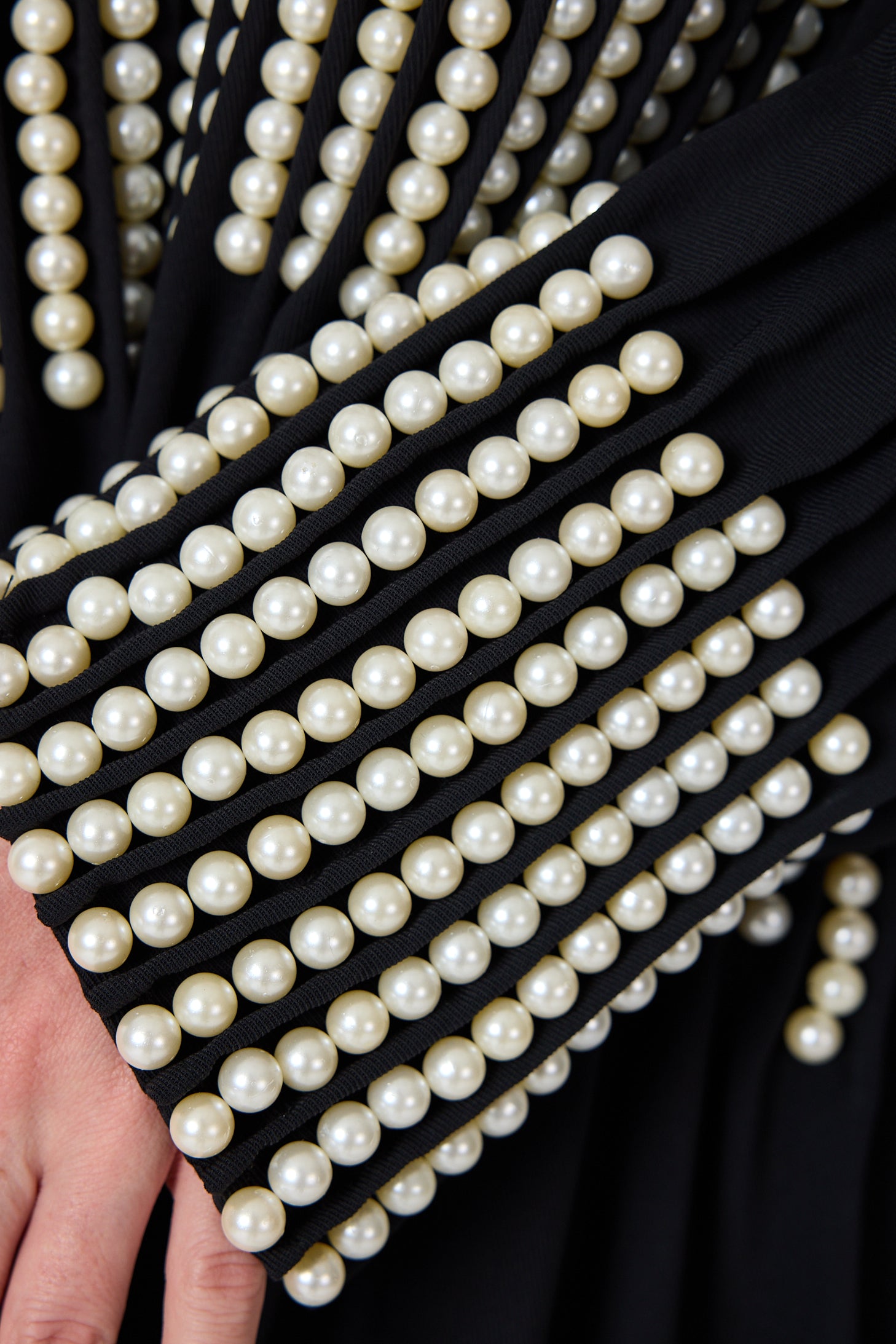 Black Abaya with Pearl Embellishments - Store WF