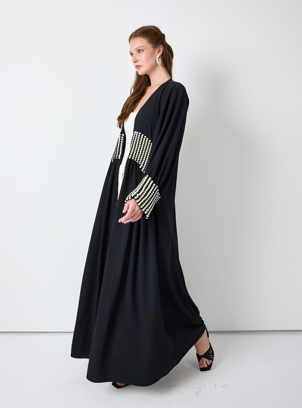Black Abaya with Pearl Embellishments - Store WF