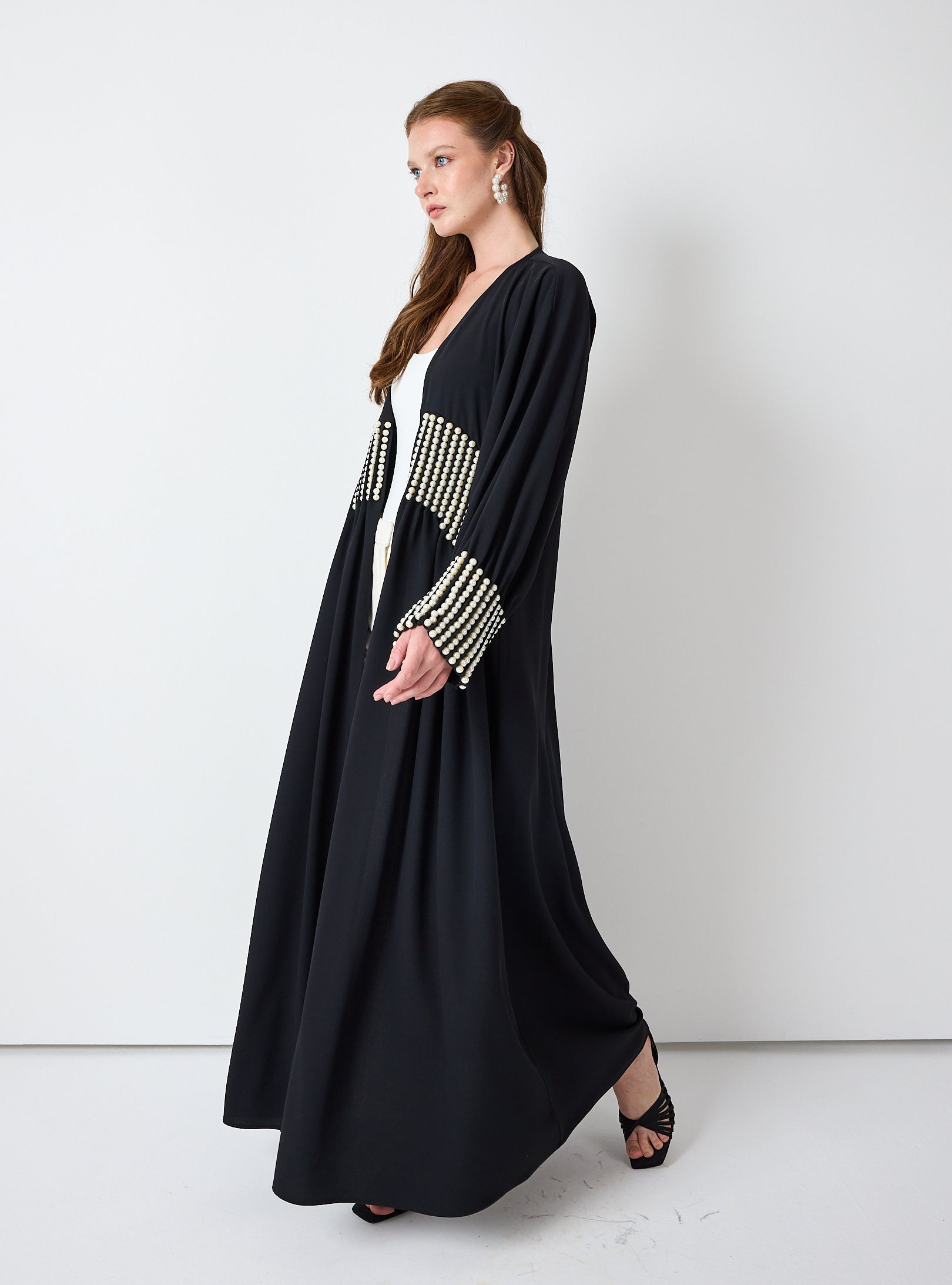 Black Abaya with Pearl Embellishments - Store WF