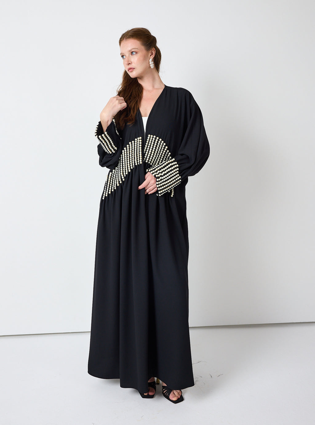 Black Abaya with Pearl Embellishments - Store WF