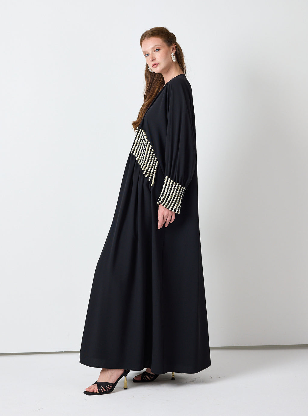 Black Abaya with Pearl Embellishments - Store WF
