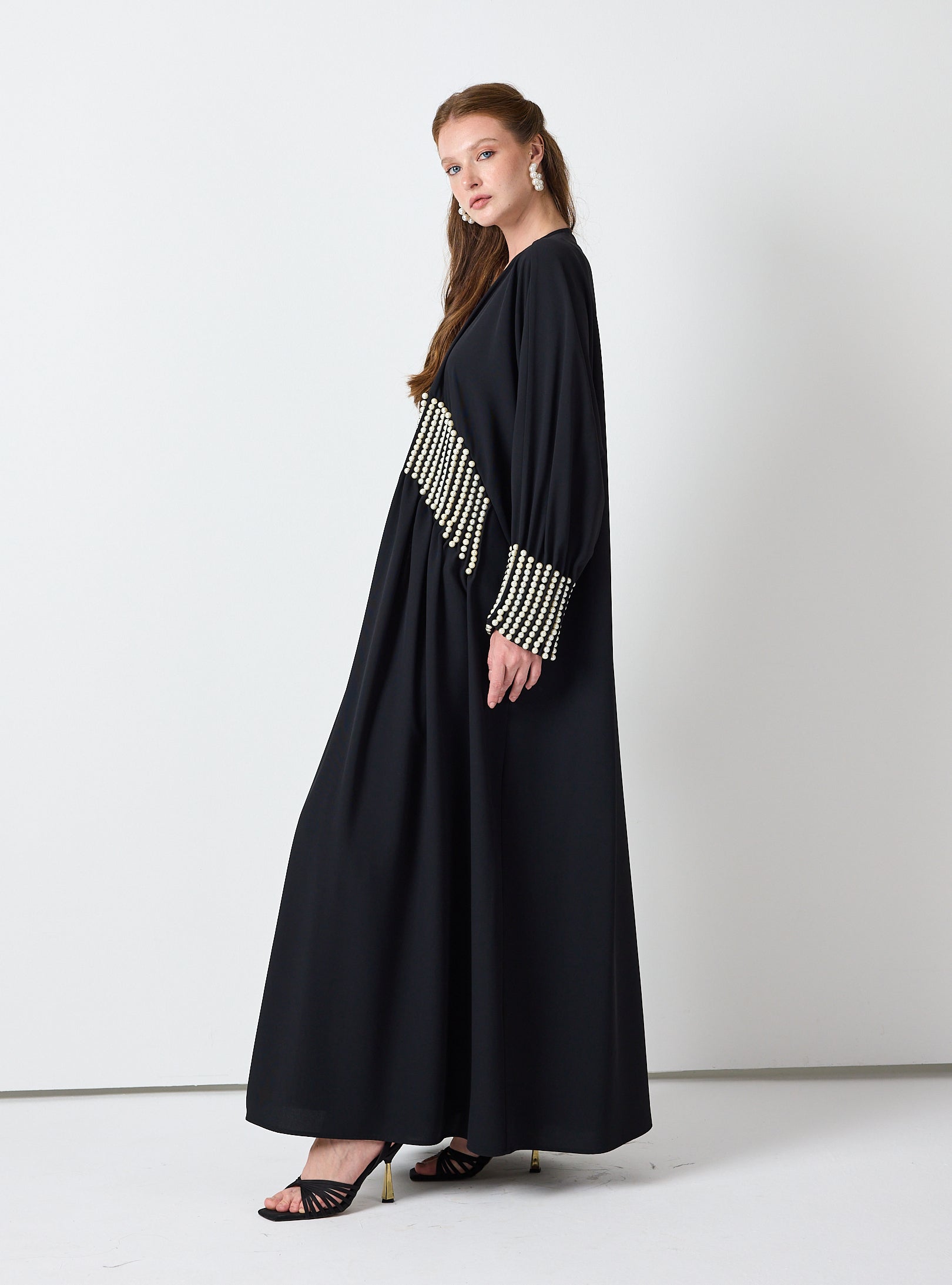 Black Abaya with Pearl Embellishments - Store WF