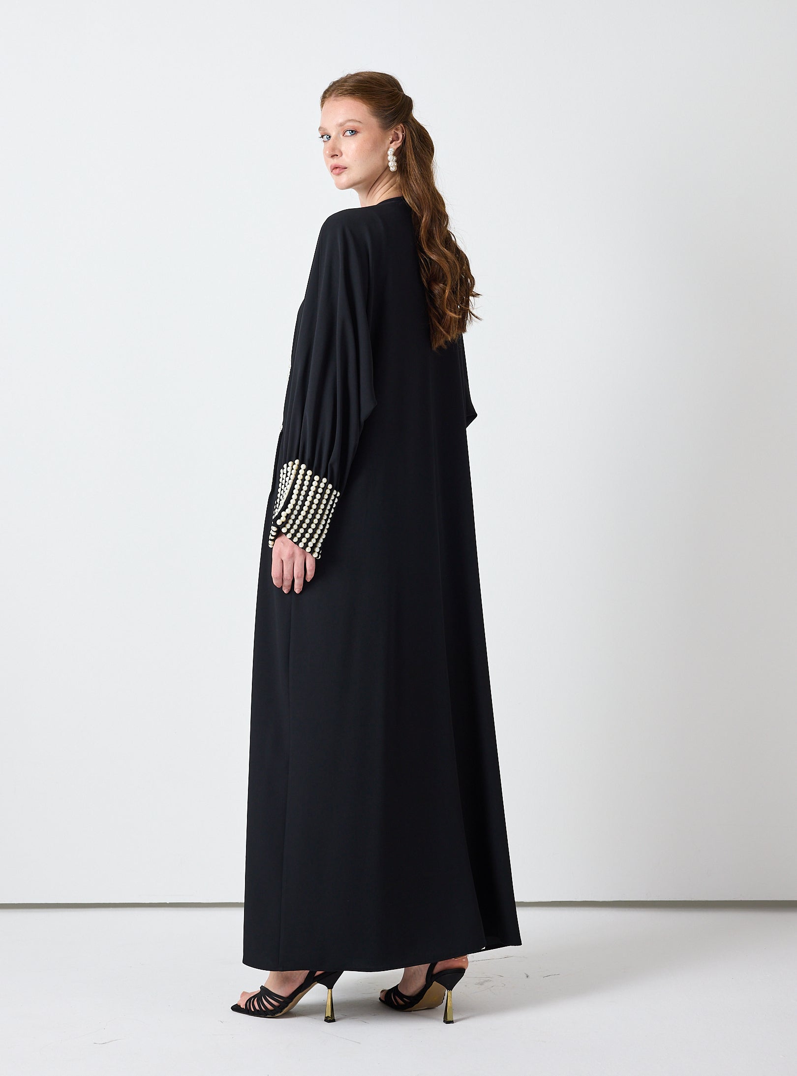 Black Abaya with Pearl Embellishments - Store WF