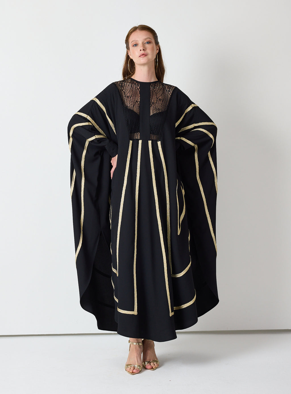 Royal Black Kaftan with Golden Accents - Store WF