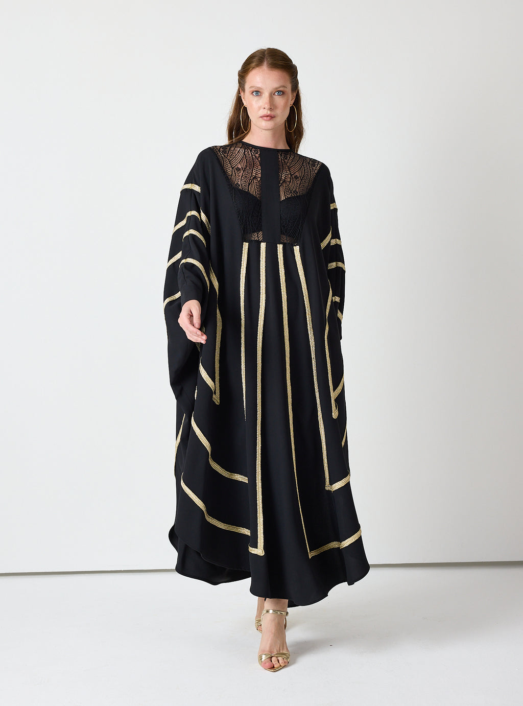 Royal Black Kaftan with Golden Accents - Store WF