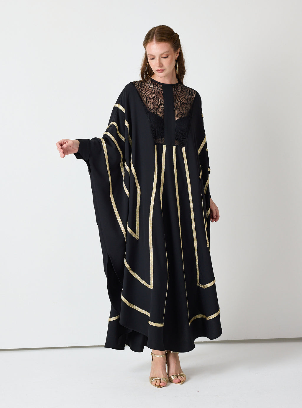 Royal Black Kaftan with Golden Accents - Store WF