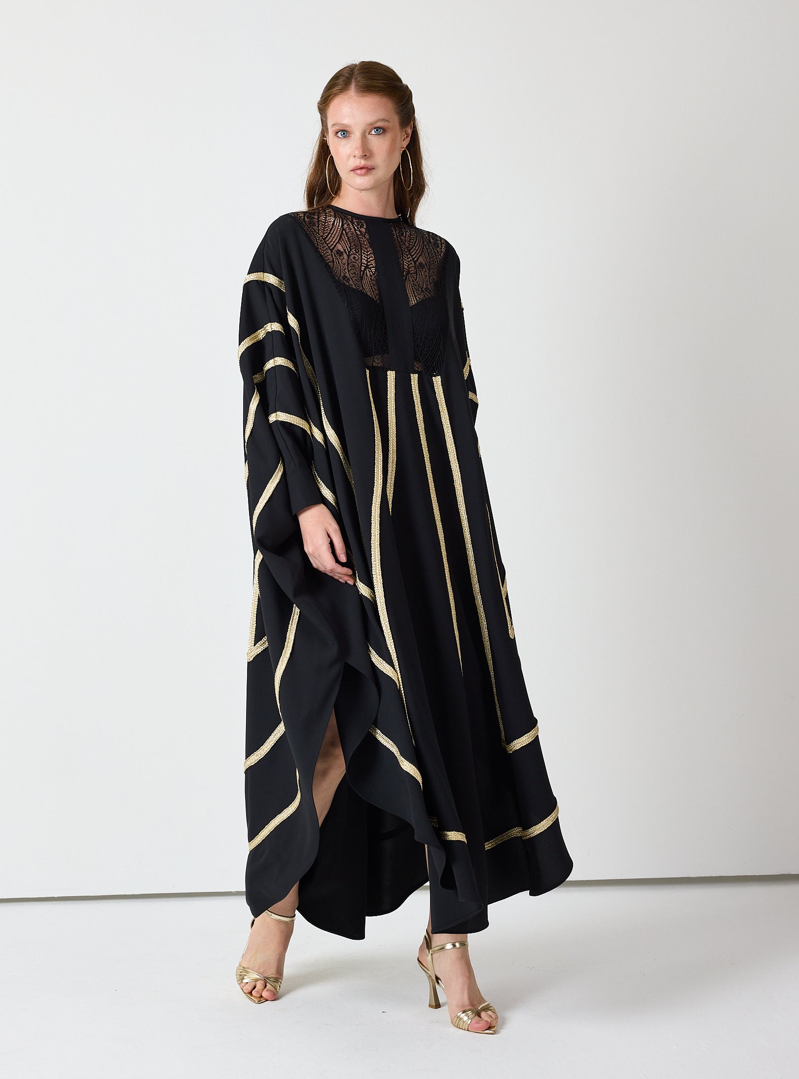 Royal Black Kaftan with Golden Accents - Store WF