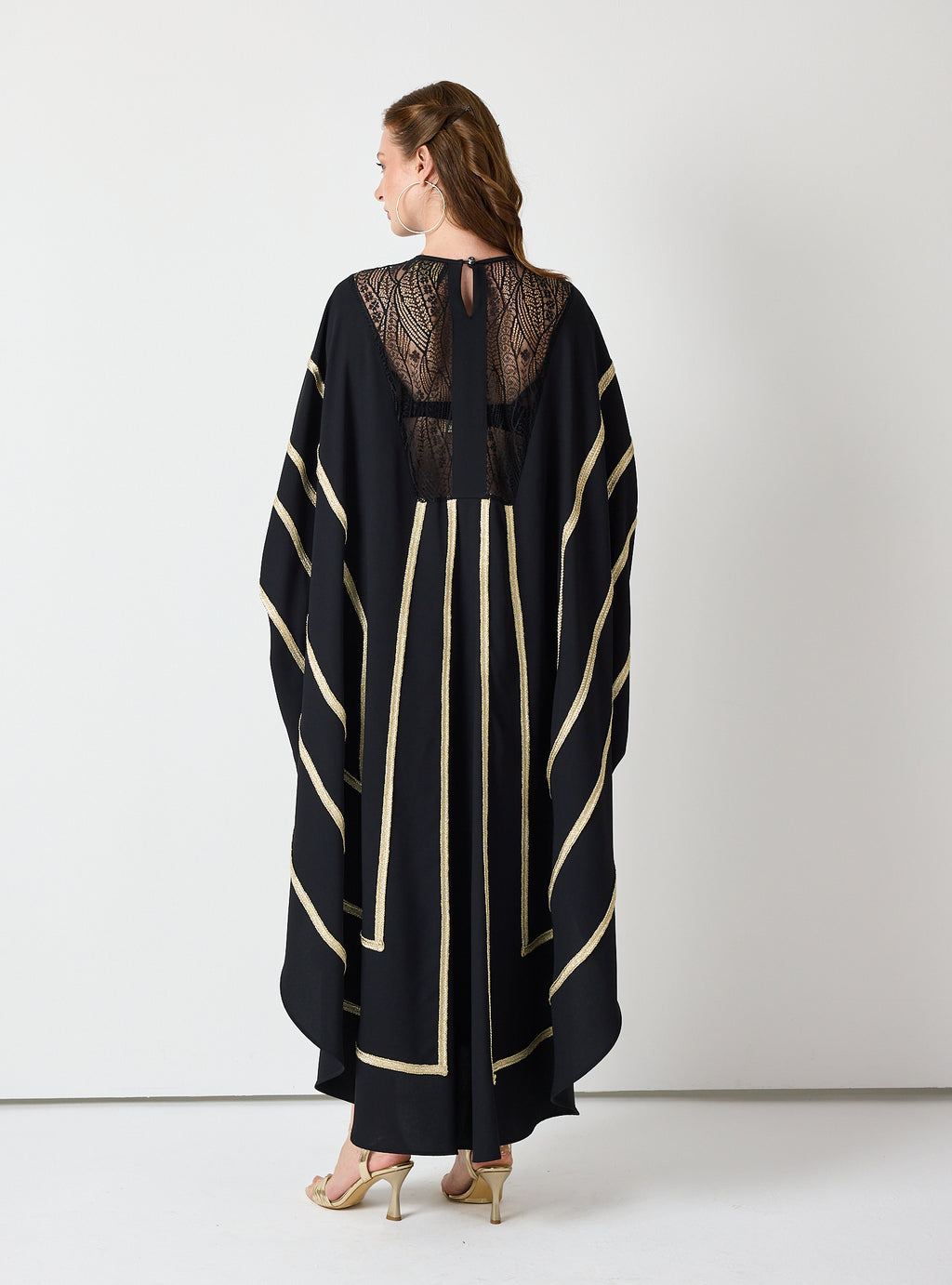 Royal Black Kaftan with Golden Accents - Store WF