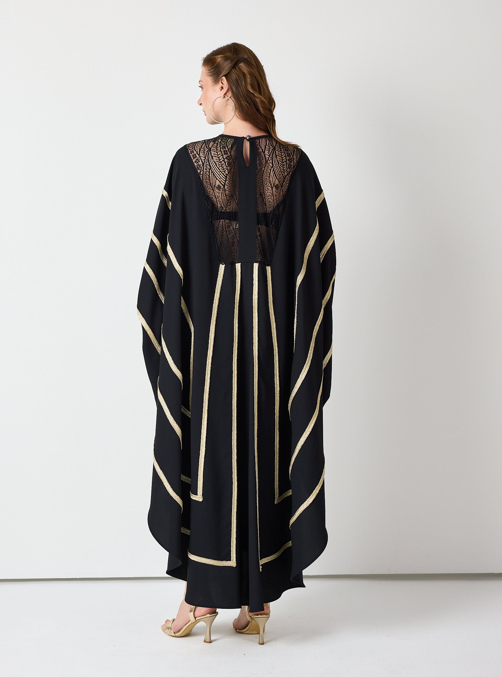 Royal Black Kaftan with Golden Accents - Store WF
