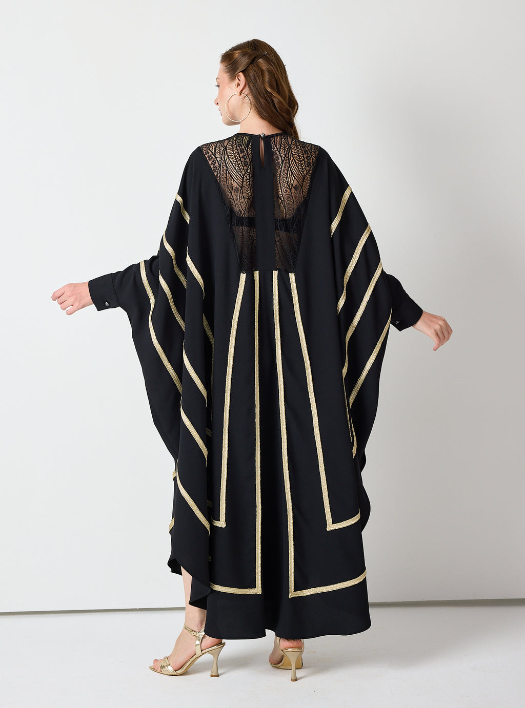 Royal Black Kaftan with Golden Accents - Store WF