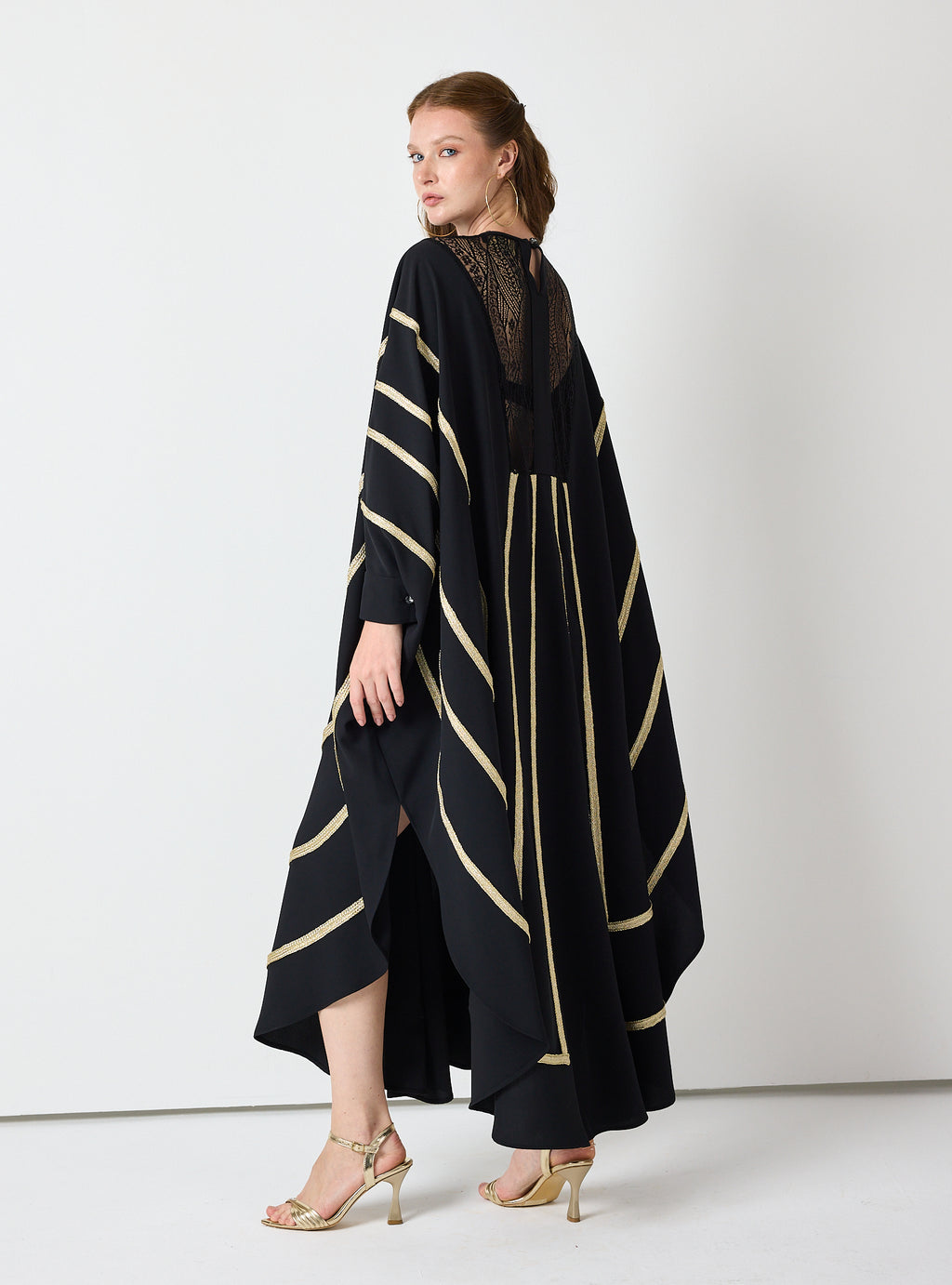 Royal Black Kaftan with Golden Accents - Store WF