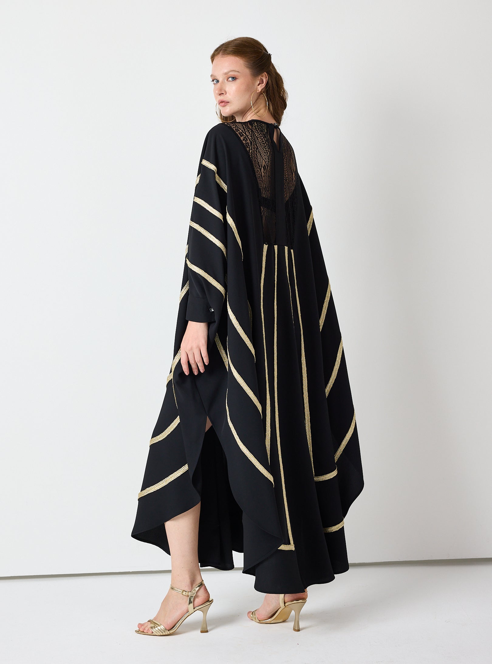 Royal Black Kaftan with Golden Accents - Store WF