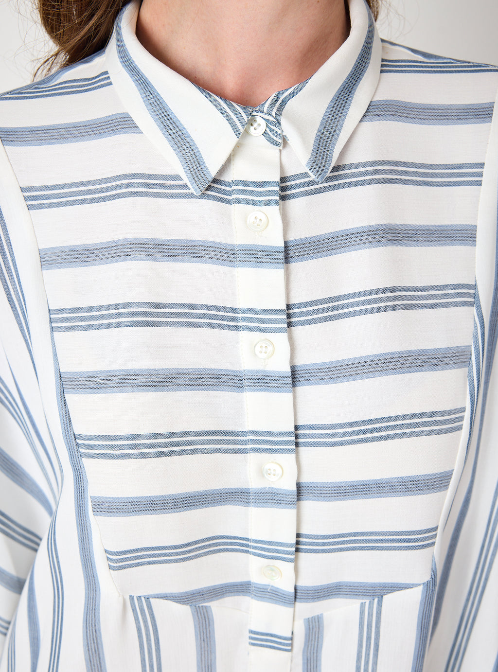 Blue Striped Maxi Dress with Collar - Store WF