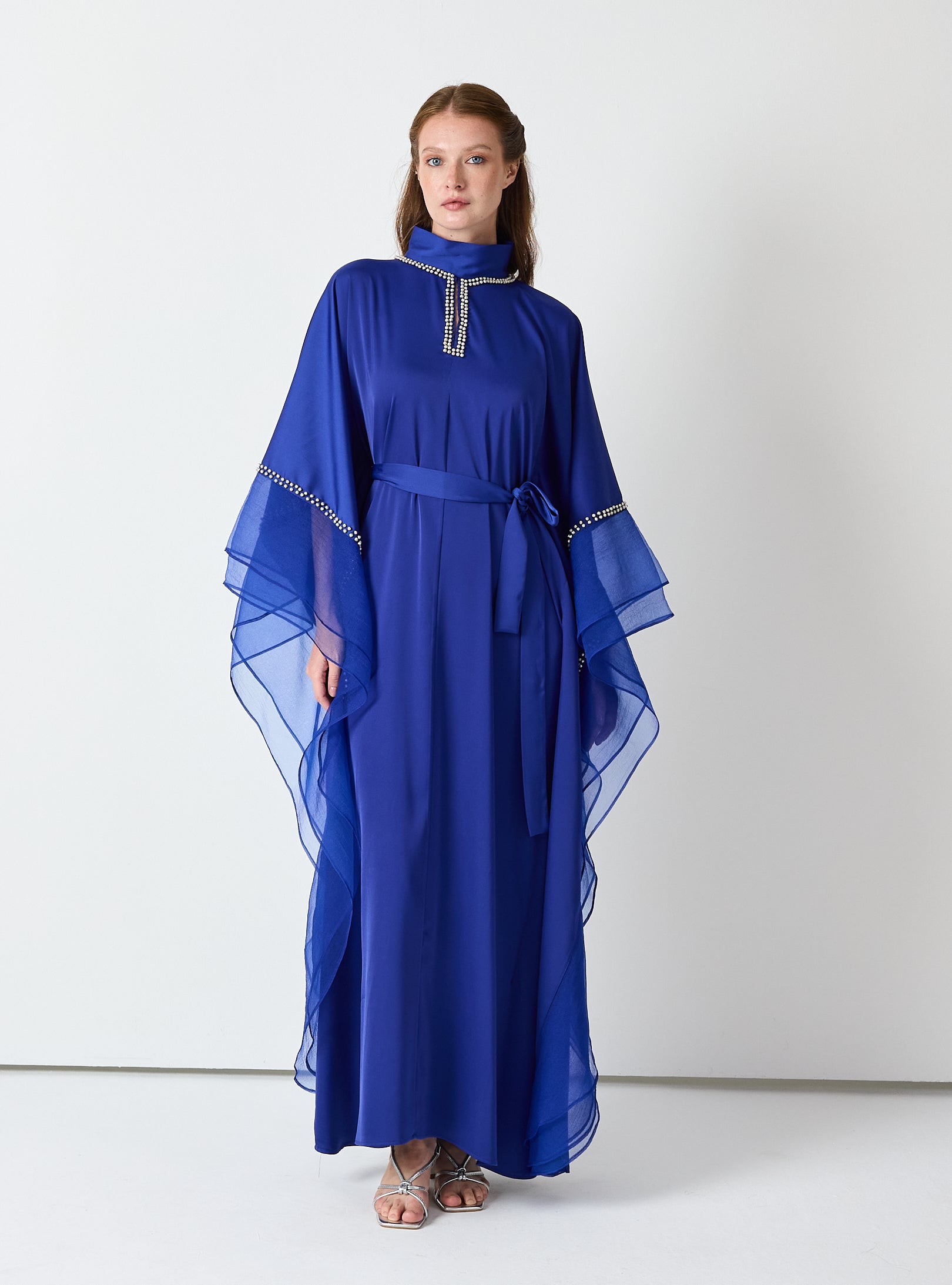 Royal Blue Embellished Kaftan - Store WF