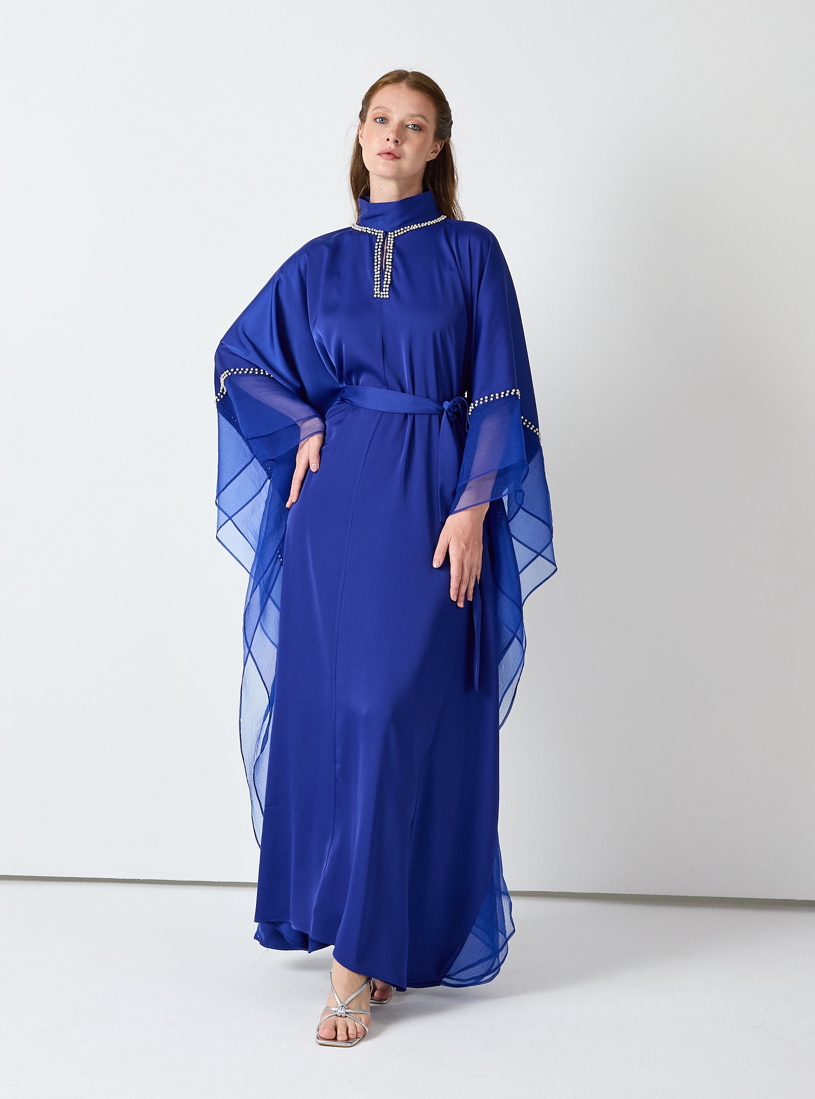 Royal Blue Embellished Kaftan - Store WF