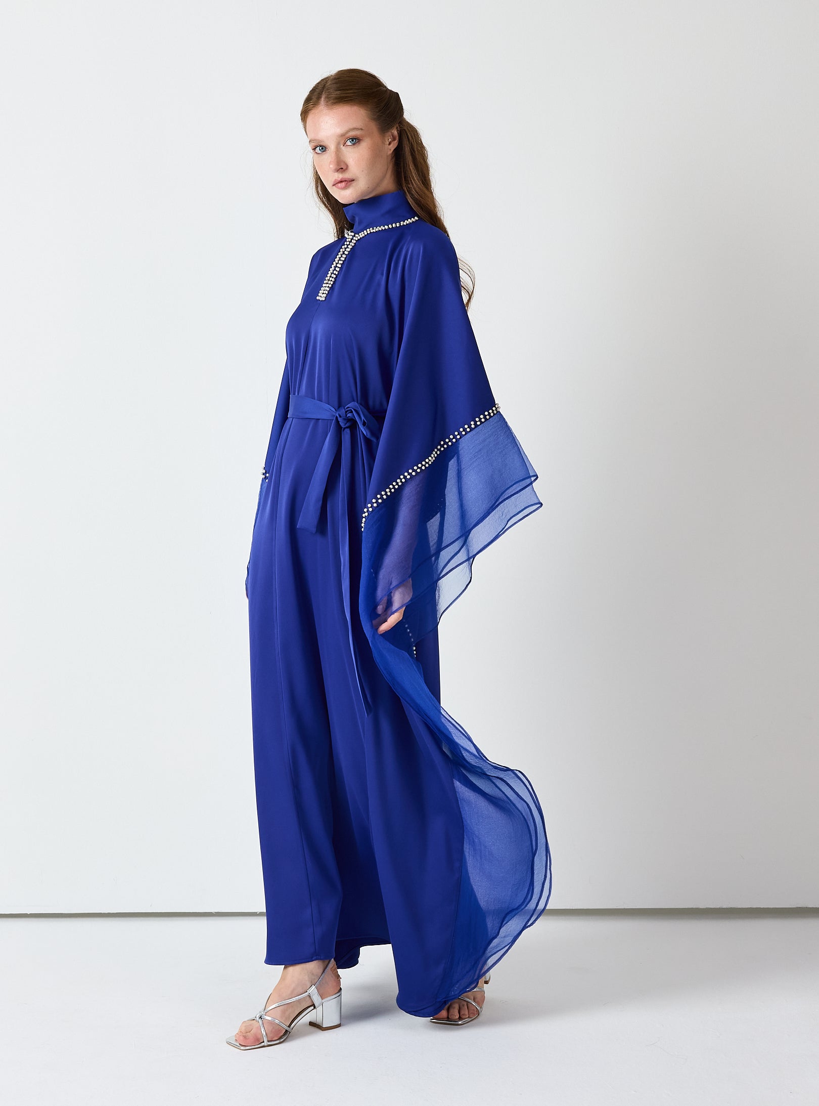 Royal Blue Embellished Kaftan - Store WF