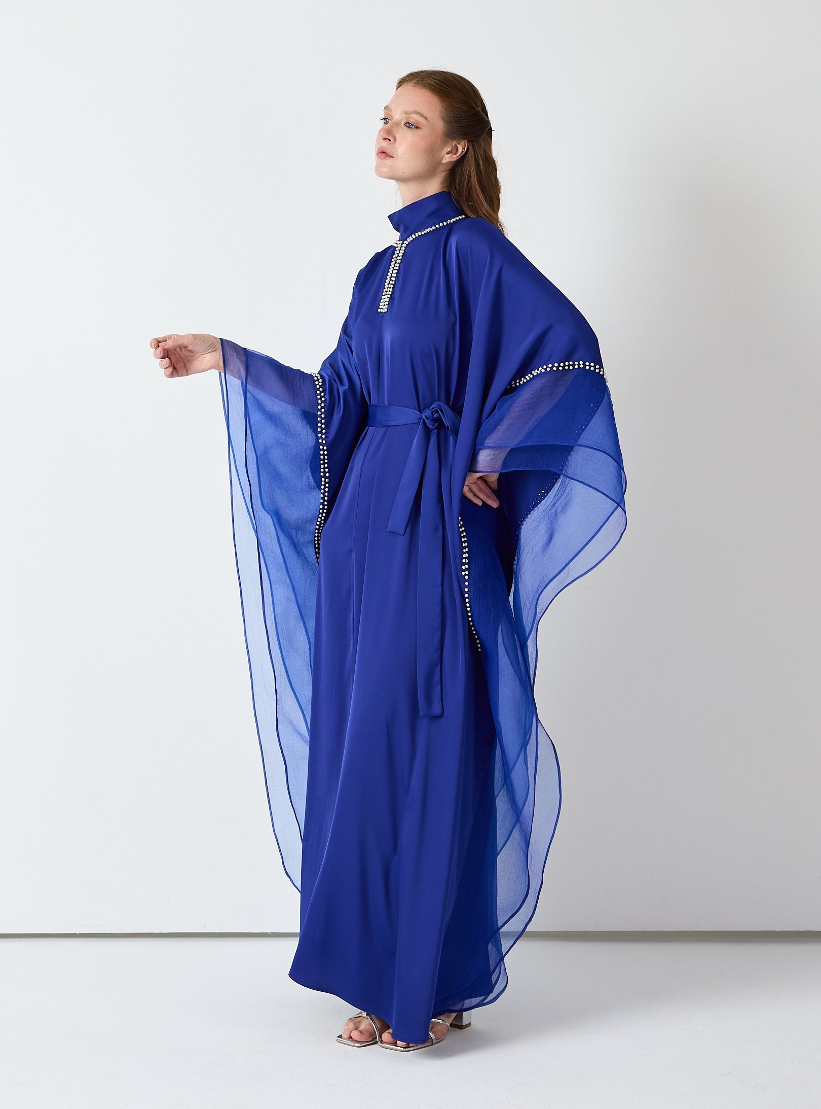 Royal Blue Embellished Kaftan - Store WF