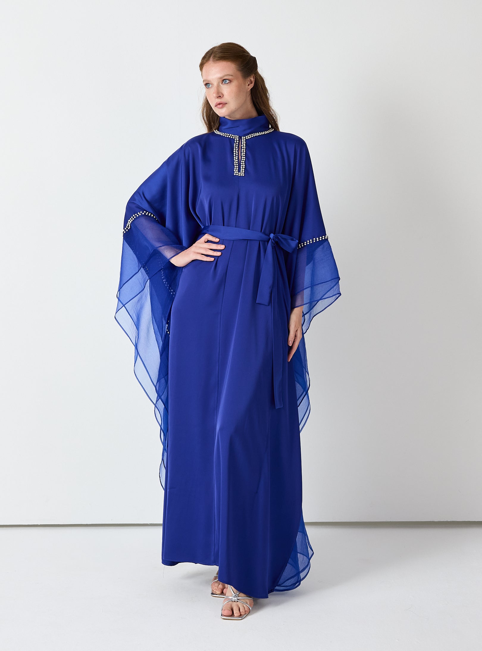 Royal Blue Embellished Kaftan - Store WF
