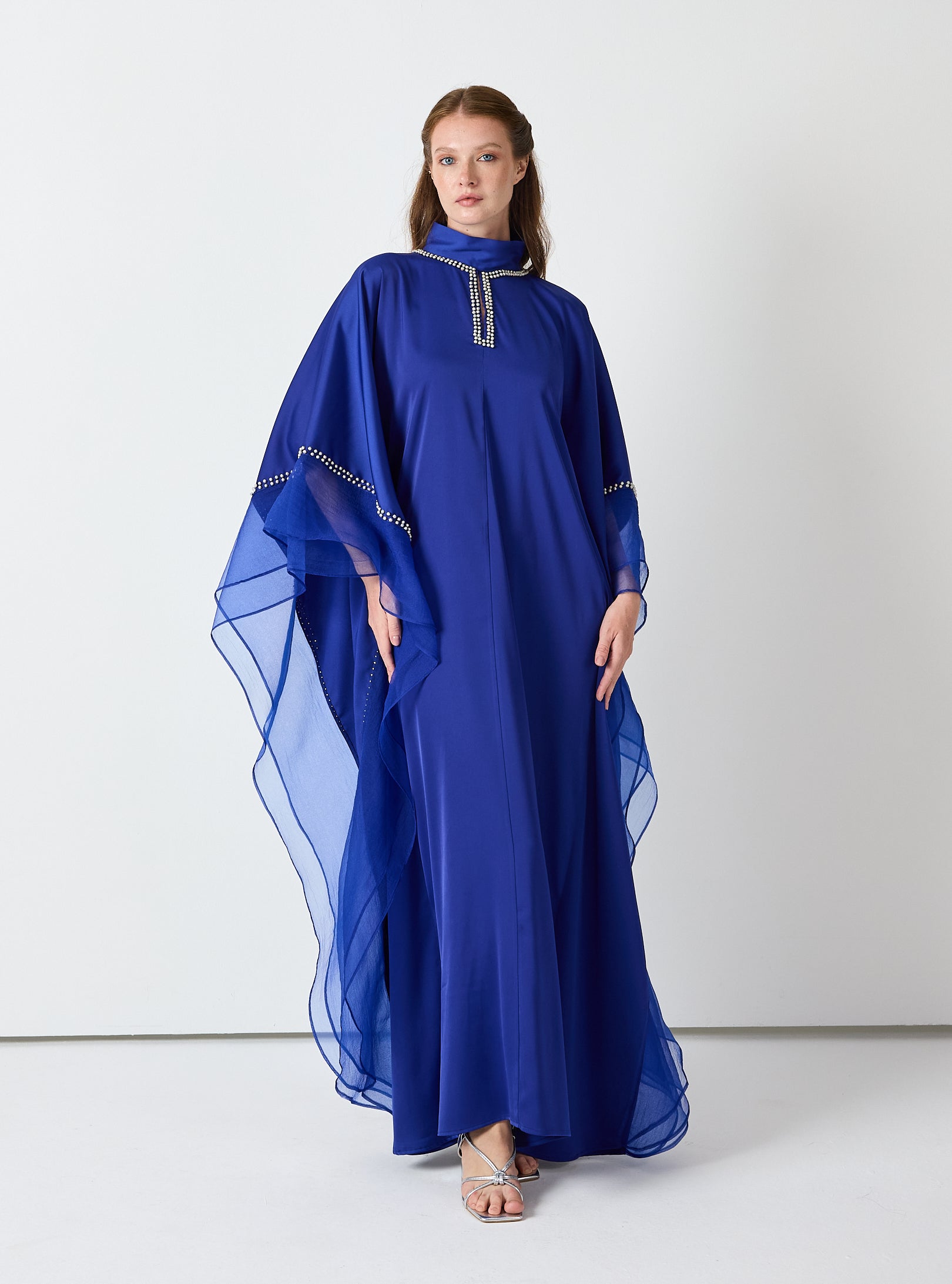 Royal Blue Embellished Kaftan - Store WF