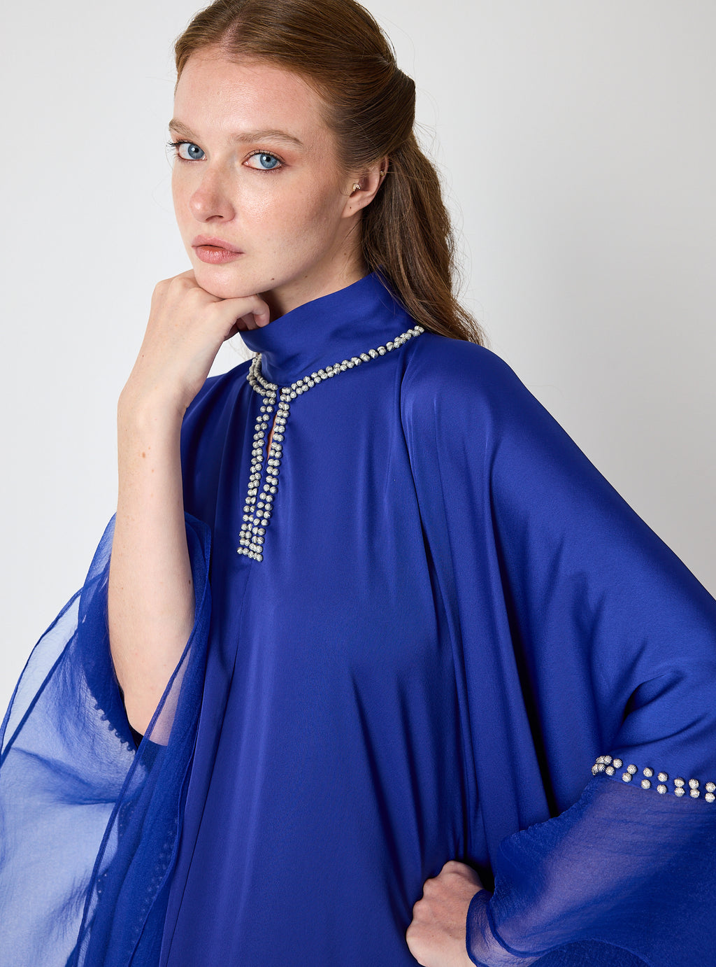 Royal Blue Embellished Kaftan - Store WF