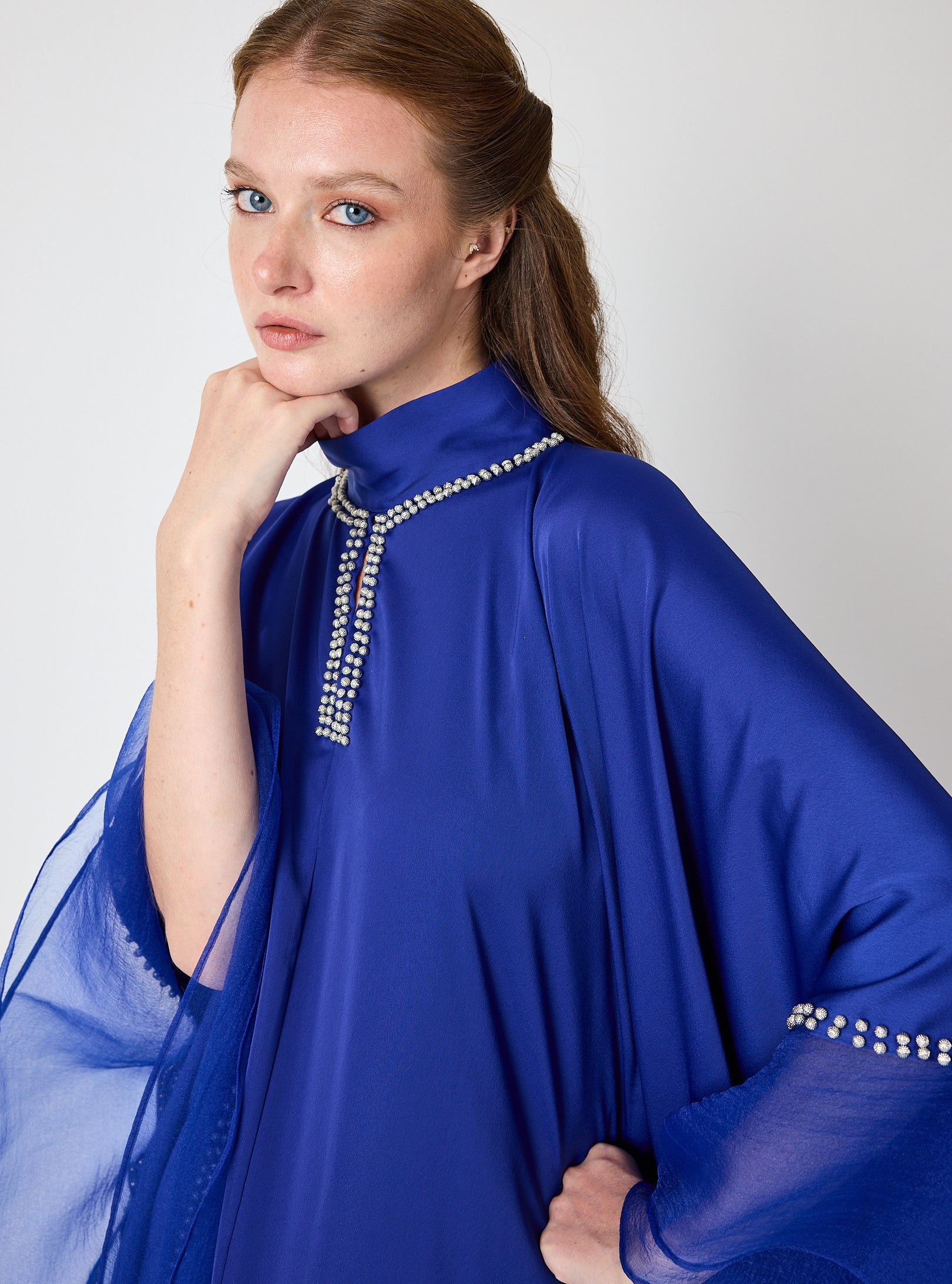 Royal Blue Embellished Kaftan - Store WF