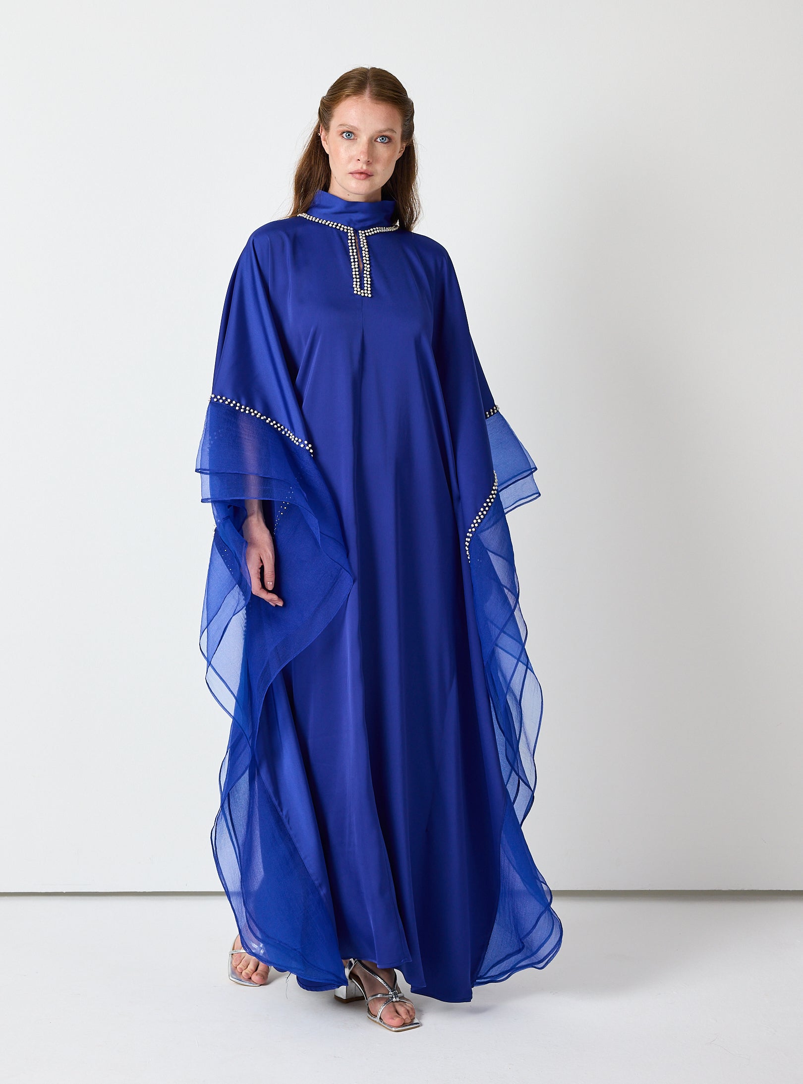Royal Blue Embellished Kaftan - Store WF