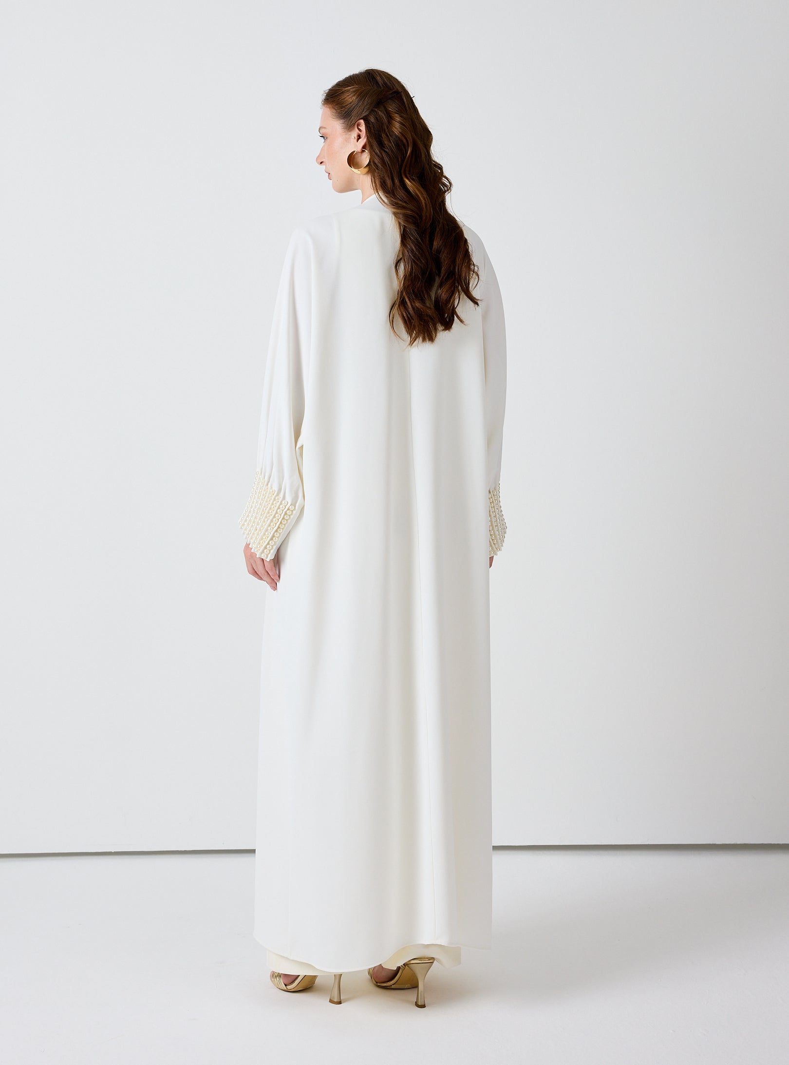 Off White Abaya with Pearl Embellishments - Store WF