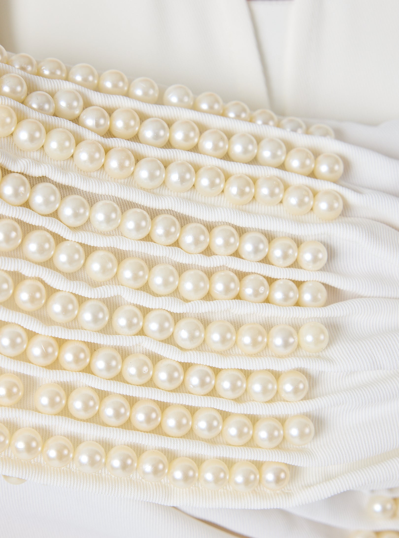 Off White Abaya with Pearl Embellishments - Store WF