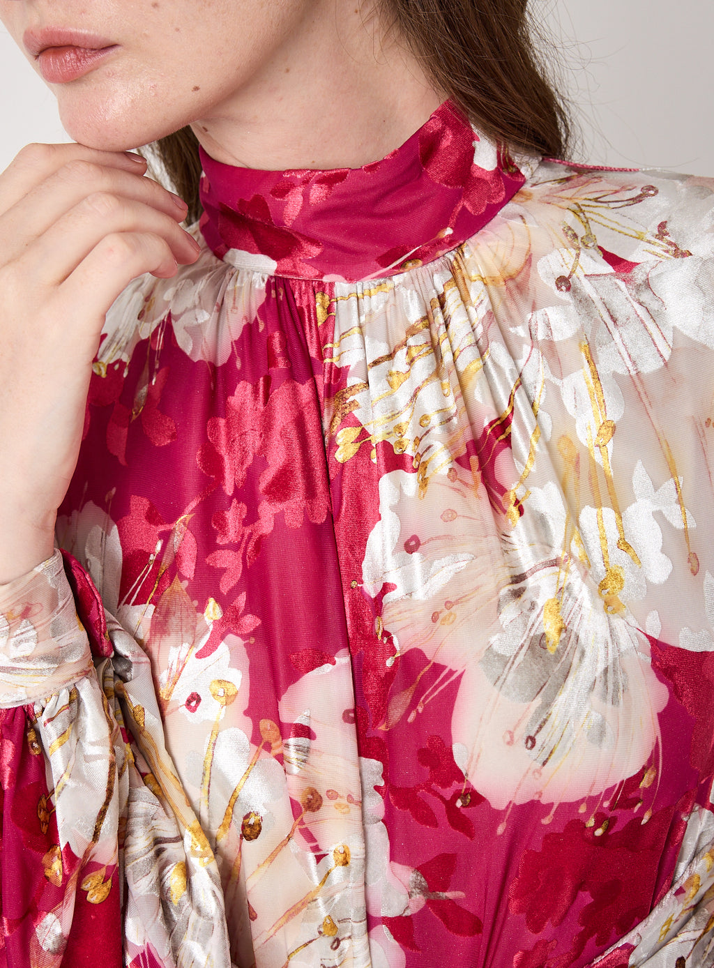 Floral Belted Devoré (burnout) Velvet Effect Maxi Dress - Store WF