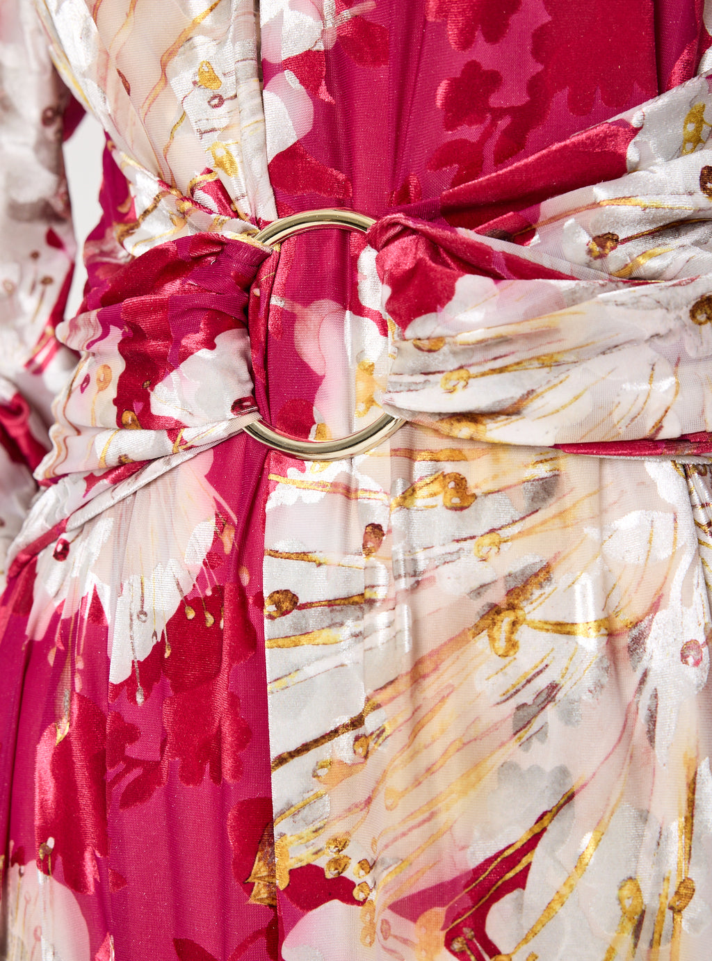 Floral Belted Devoré (burnout) Velvet Effect Maxi Dress - Store WF