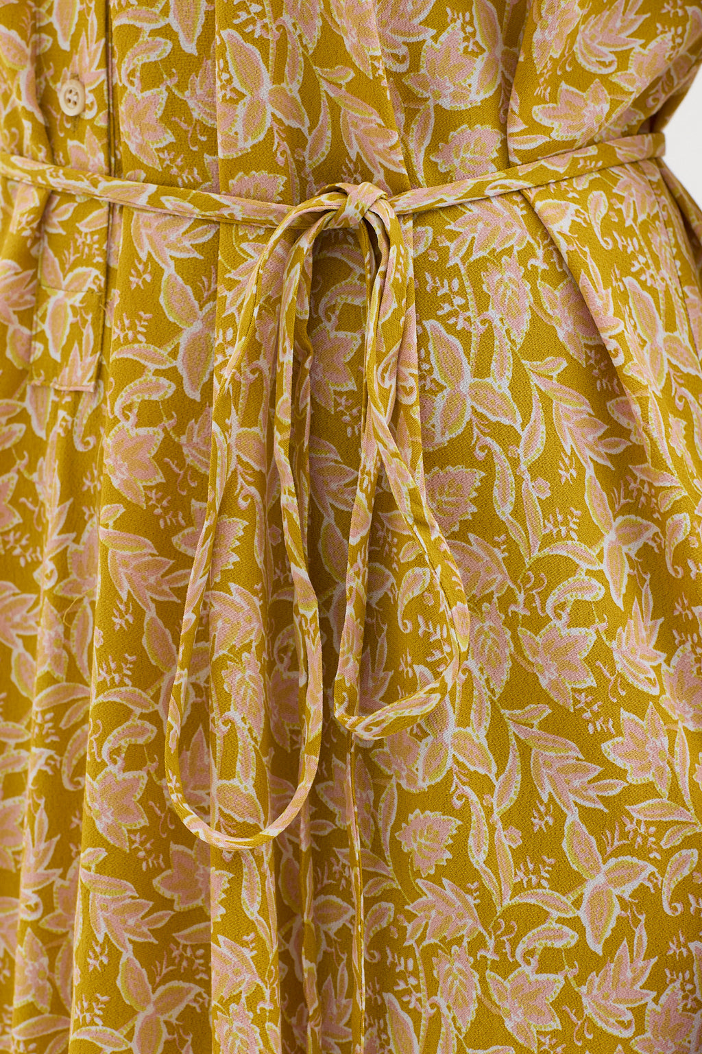 Yellow Floral Belted Maxi Dress - Store WF