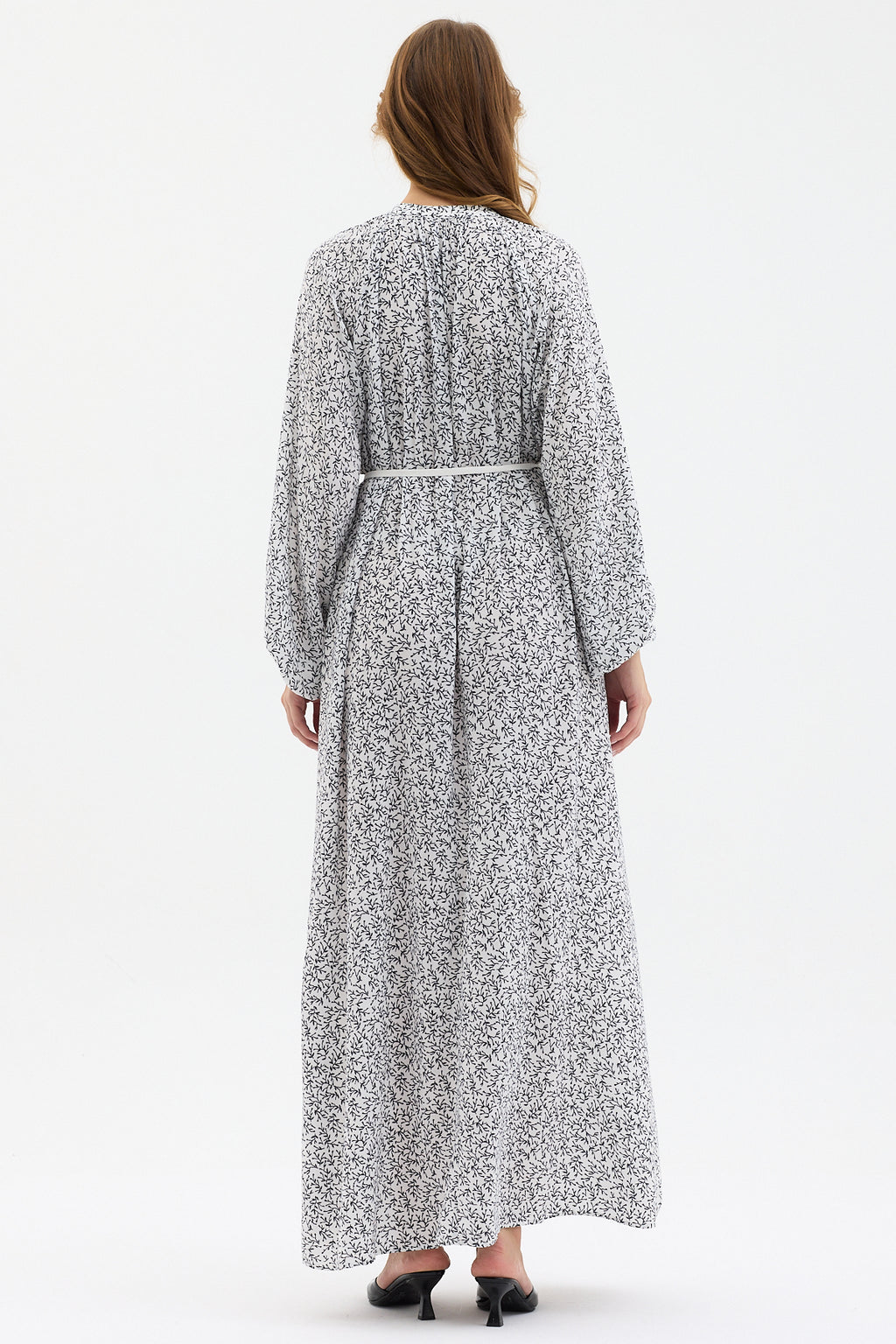 White Floral Belted Maxi Dress - Store WF